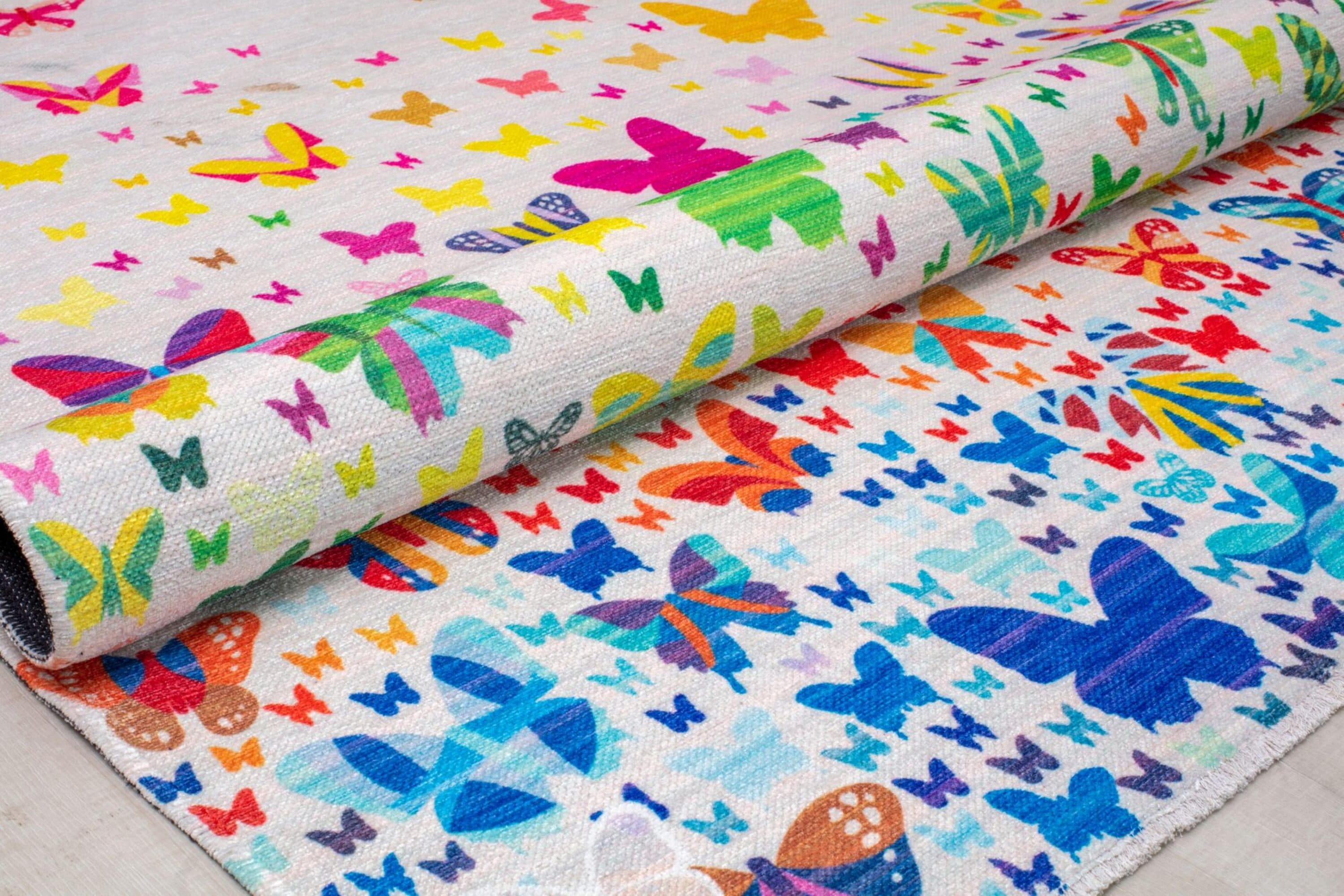 Elizabeth Sutton White Multicolor Polyester Runner Rug, 2'7" x 8'