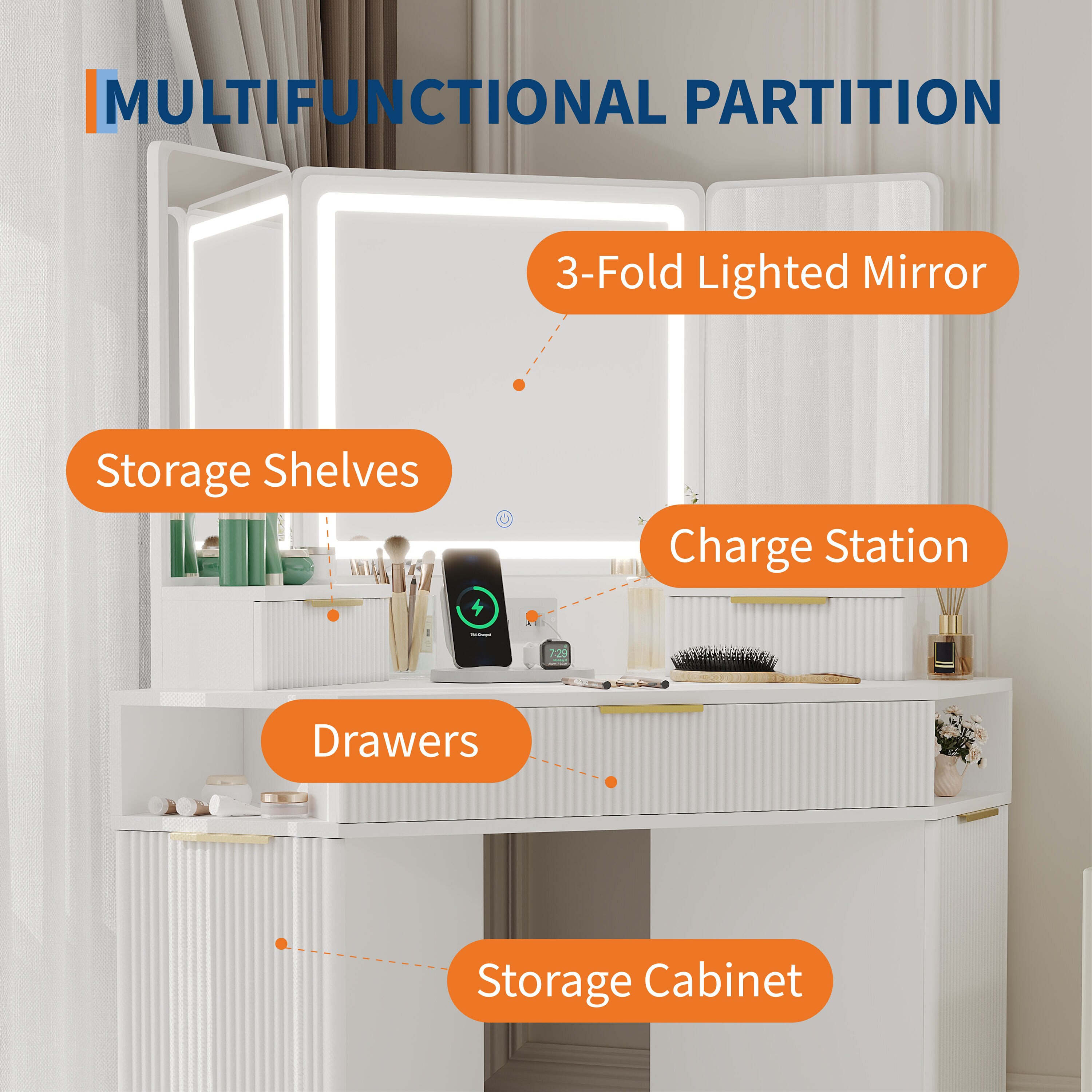 IdealHouse WEHHZ-H6075TXWDKWC Bedroom-Vanities - View #6