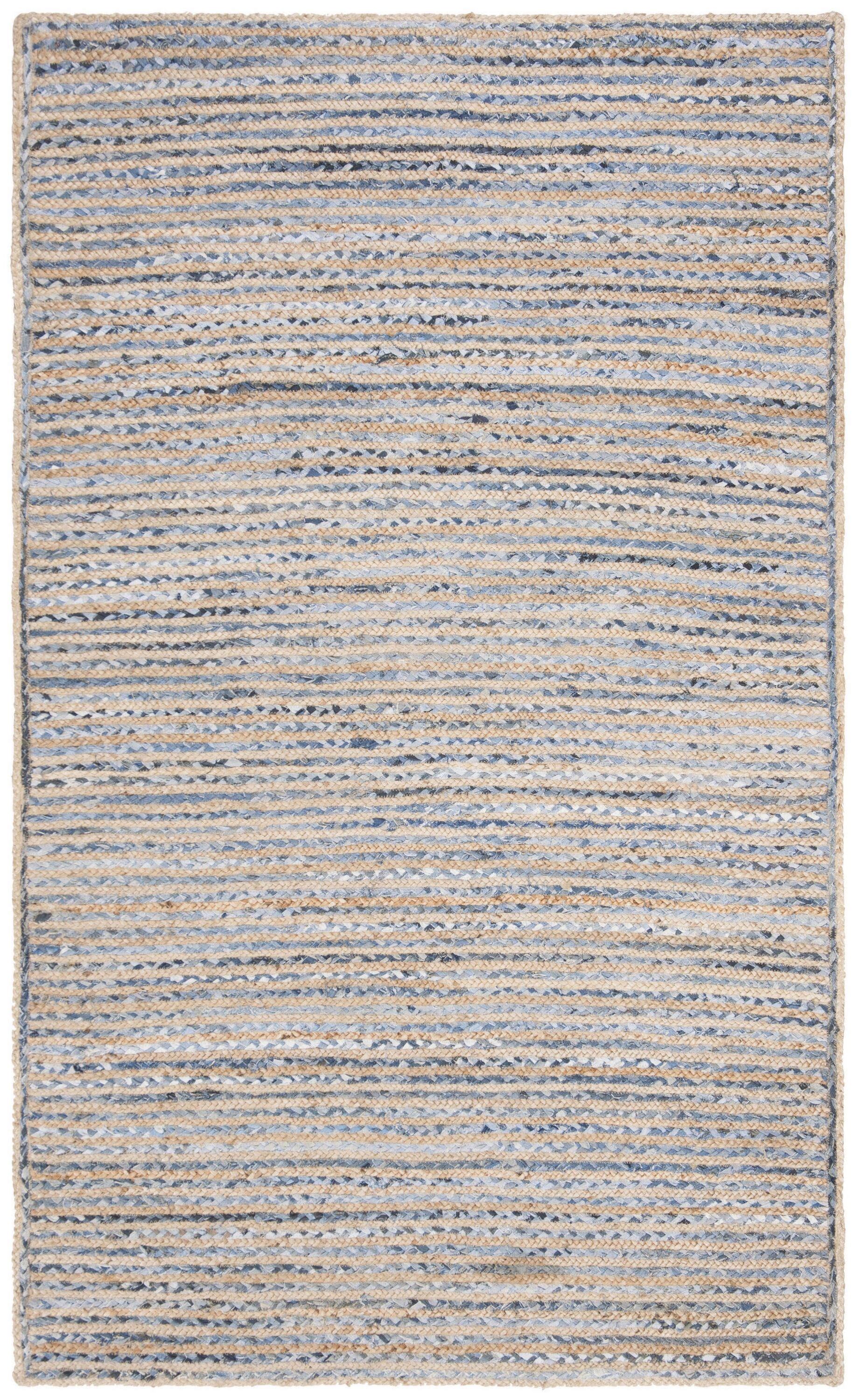 Safavieh CAP250A-4 Cape Cod Falmouth 4 x 6 (ft) Jute Natural/Blue Rectangular Indoor Stripe Coastal Area rug