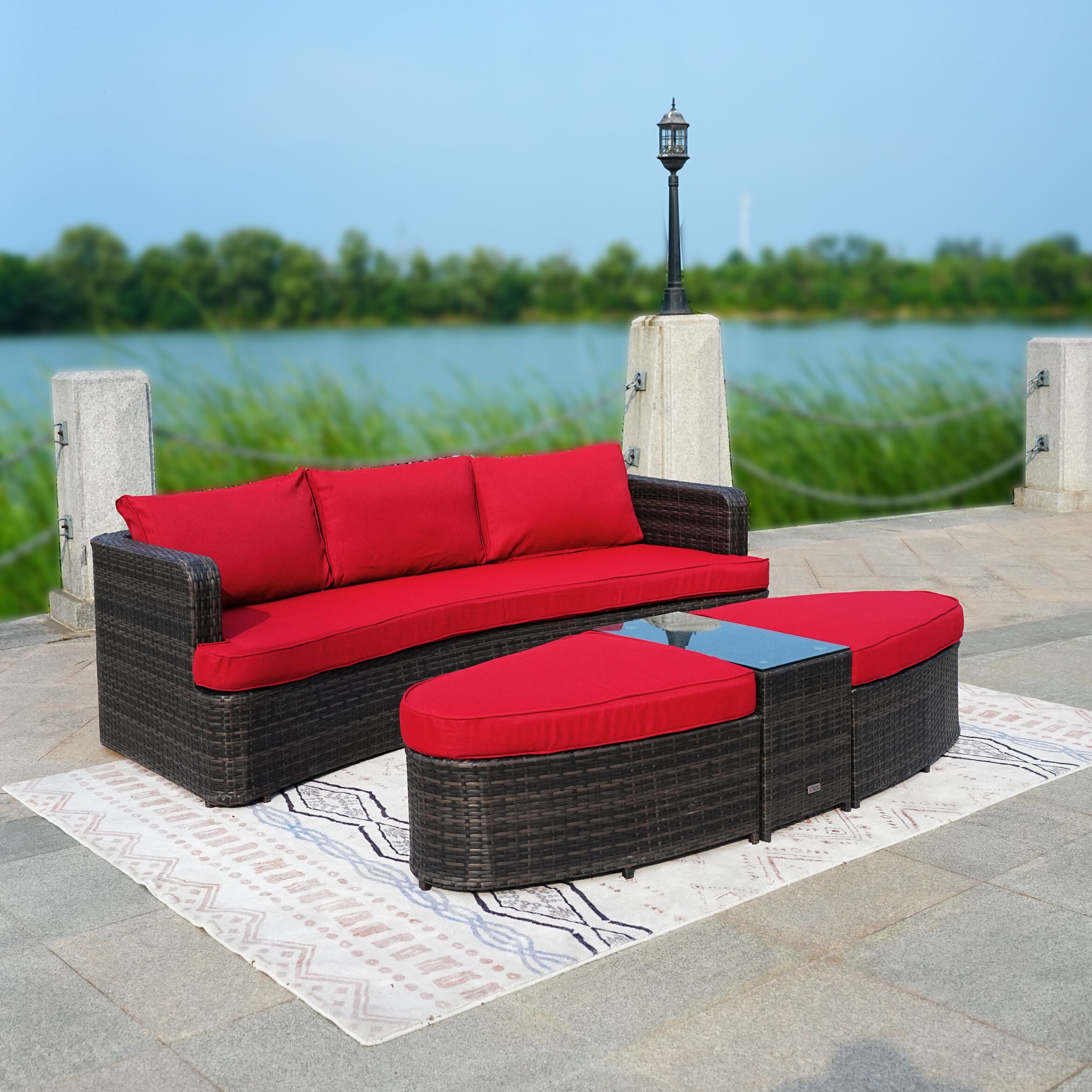 Moda Furnishings PAL-1202BR-RED Patio-Conversation-Sets - View #5