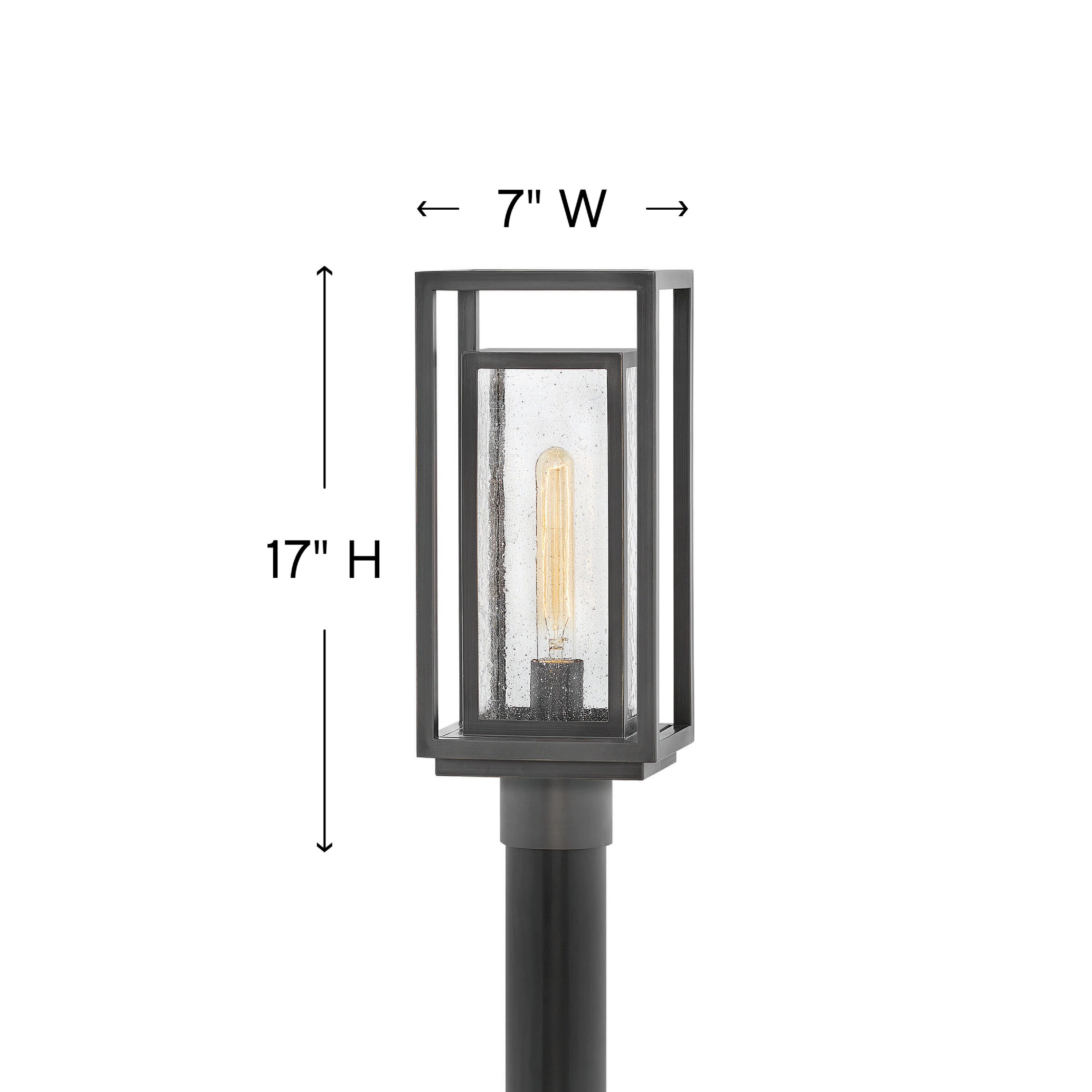 Oil Rubbed Bronze Outdoor Post Lantern with Clear Seedy Glass