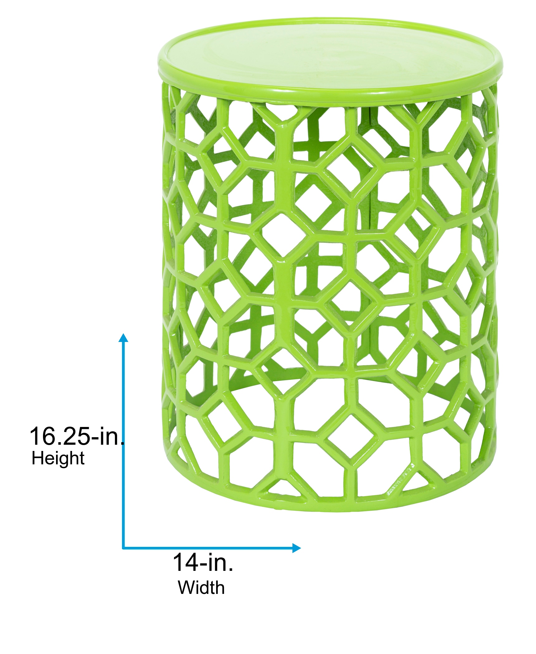 Hale Round Lime Green Metal & Glass Lattice Side Table
