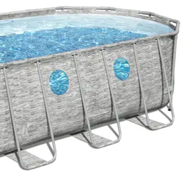 Bestway Power Steel Swim Vista 18-ft x 9-ft x 48-in Steel Wall Panels Oval  Above-Ground Pool with Filter Pump,Pool Cover and Ladder in the  Above-Ground Pools department at