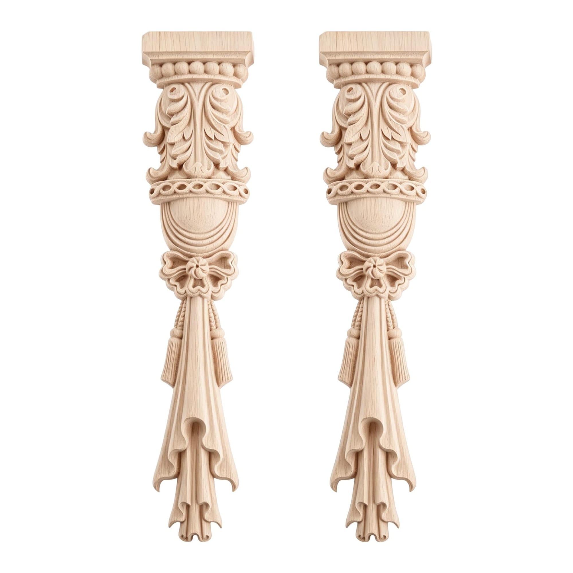 Numhew 11.81in 2-Pack Unpainted Wood Carved Appliques Onlays Trim