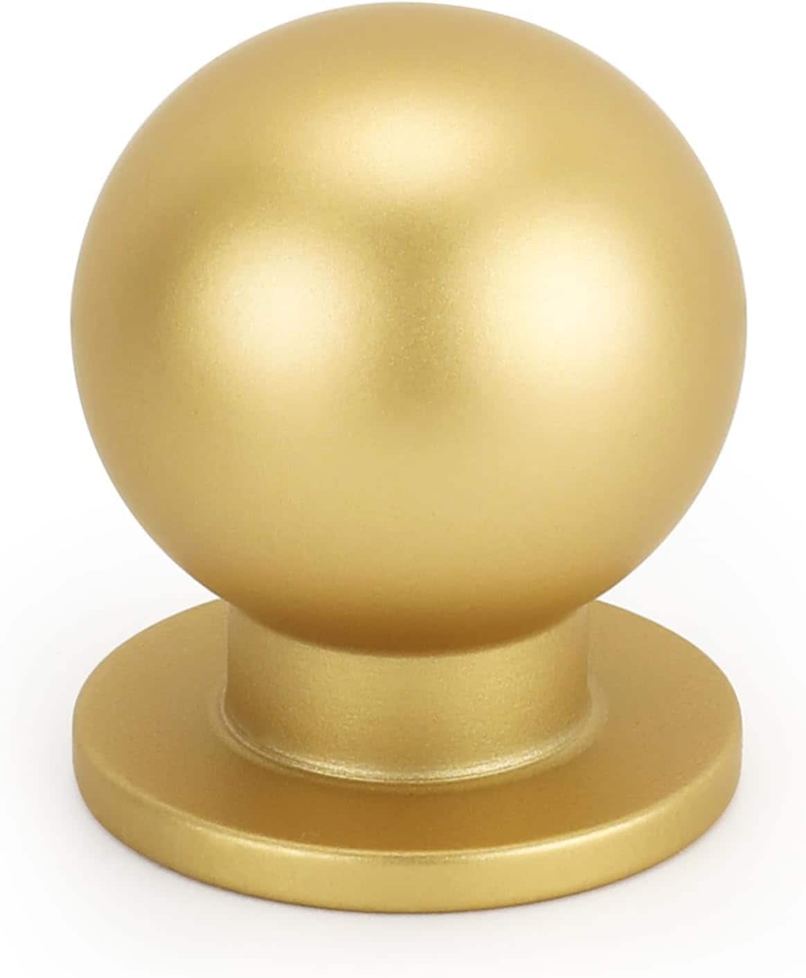 Phyfalip  10 Pack Brushed Brass Cabinet Knobs Round Ball Shaped Drawer Pulls for Bathroom Kitchen Bedroom Dressers Gold Finish
