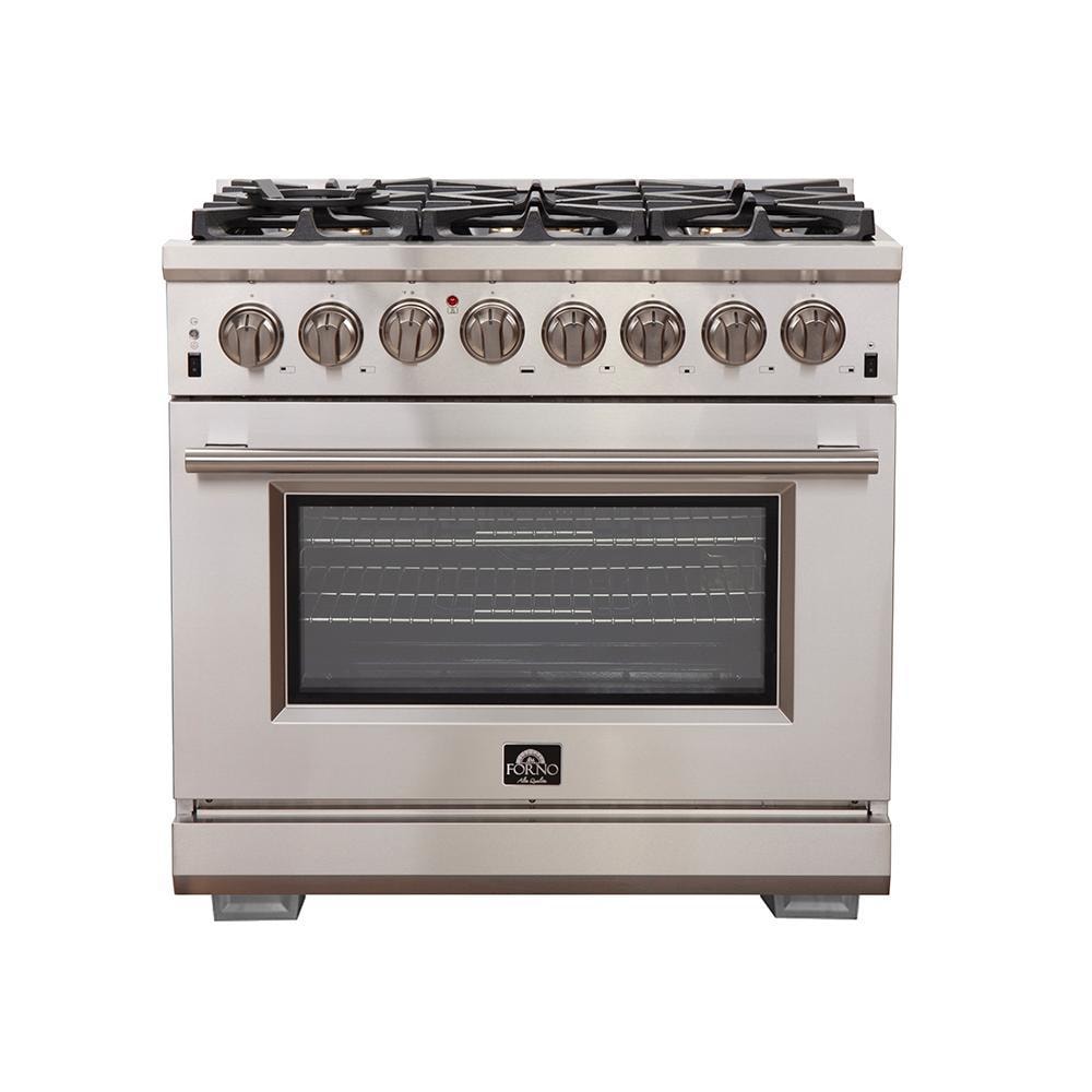 FORNO Capriasca Professional 36-in Deep Recessed 6 Burners Freestanding  Dual Fuel Range (Stainless Steel) in the Single Oven Dual Fuel Ranges  department at