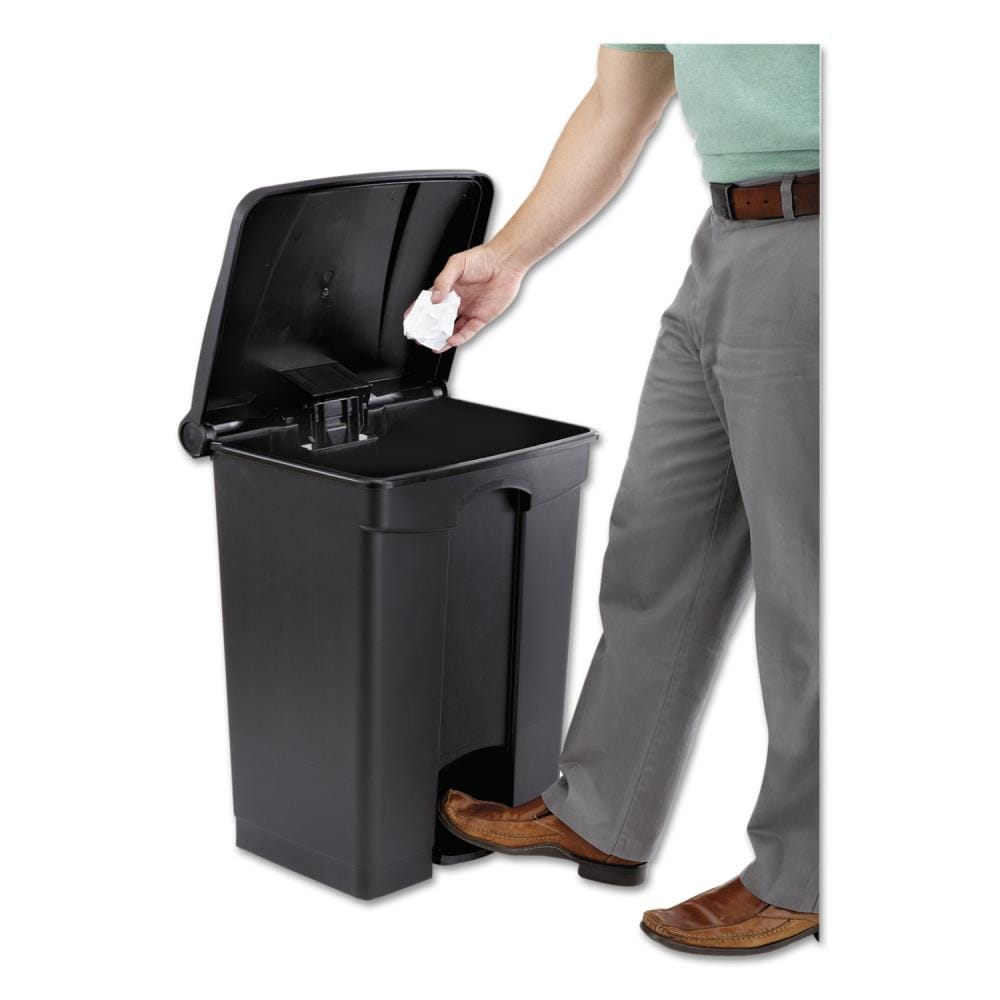 Project Source 45-Gallons Black Plastic Wheeled Trash Can with Lid