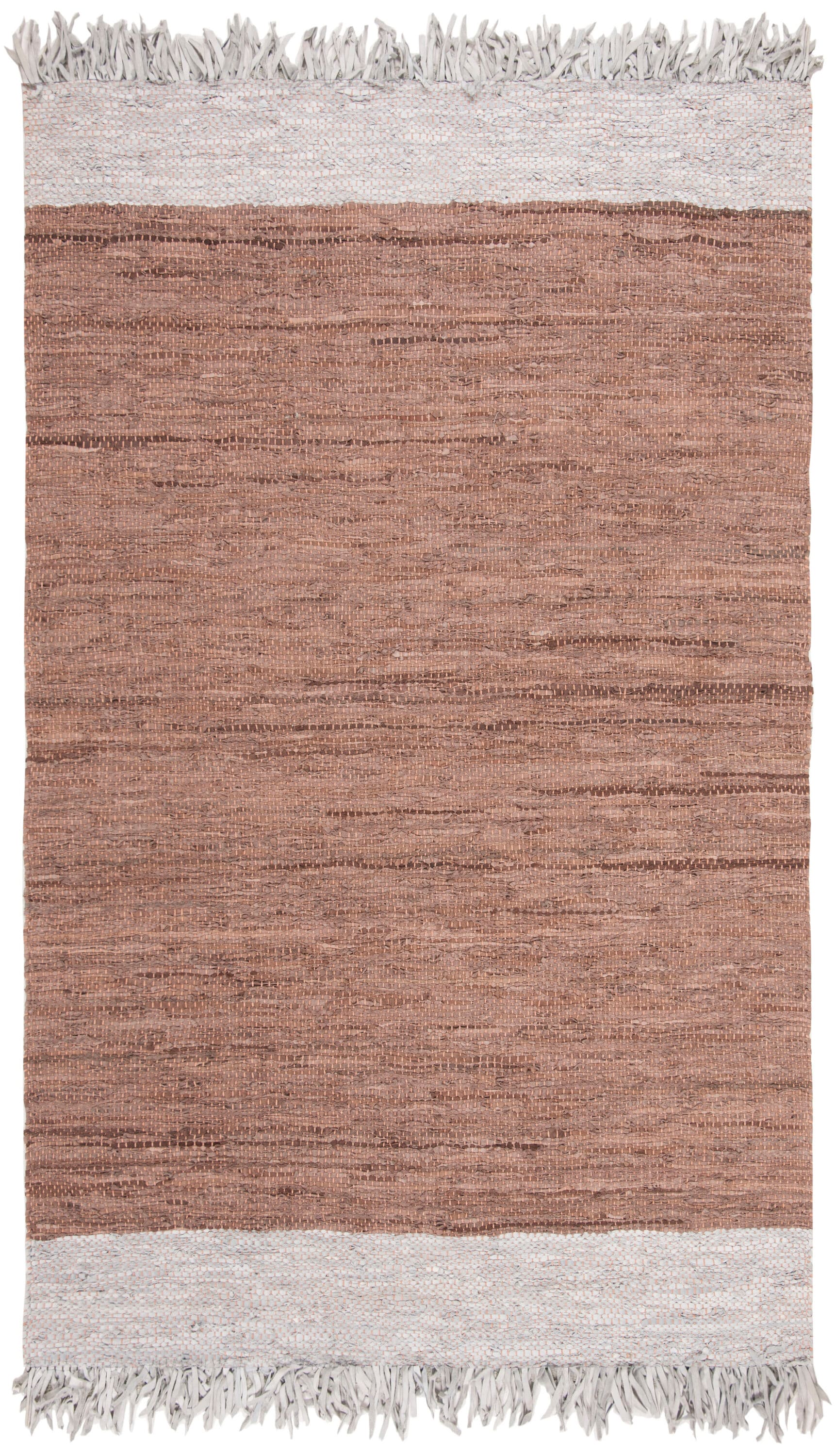 Handmade Gray and Brown Cowhide Leather Rug, 5x8 Feet