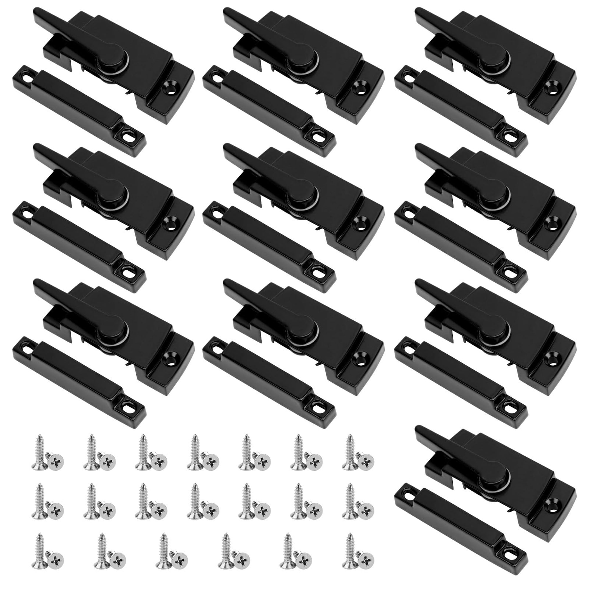 Numhew 10-Pack Black Zinc Alloy Sliding Window Sash Locks with Screws #NHBEN539064