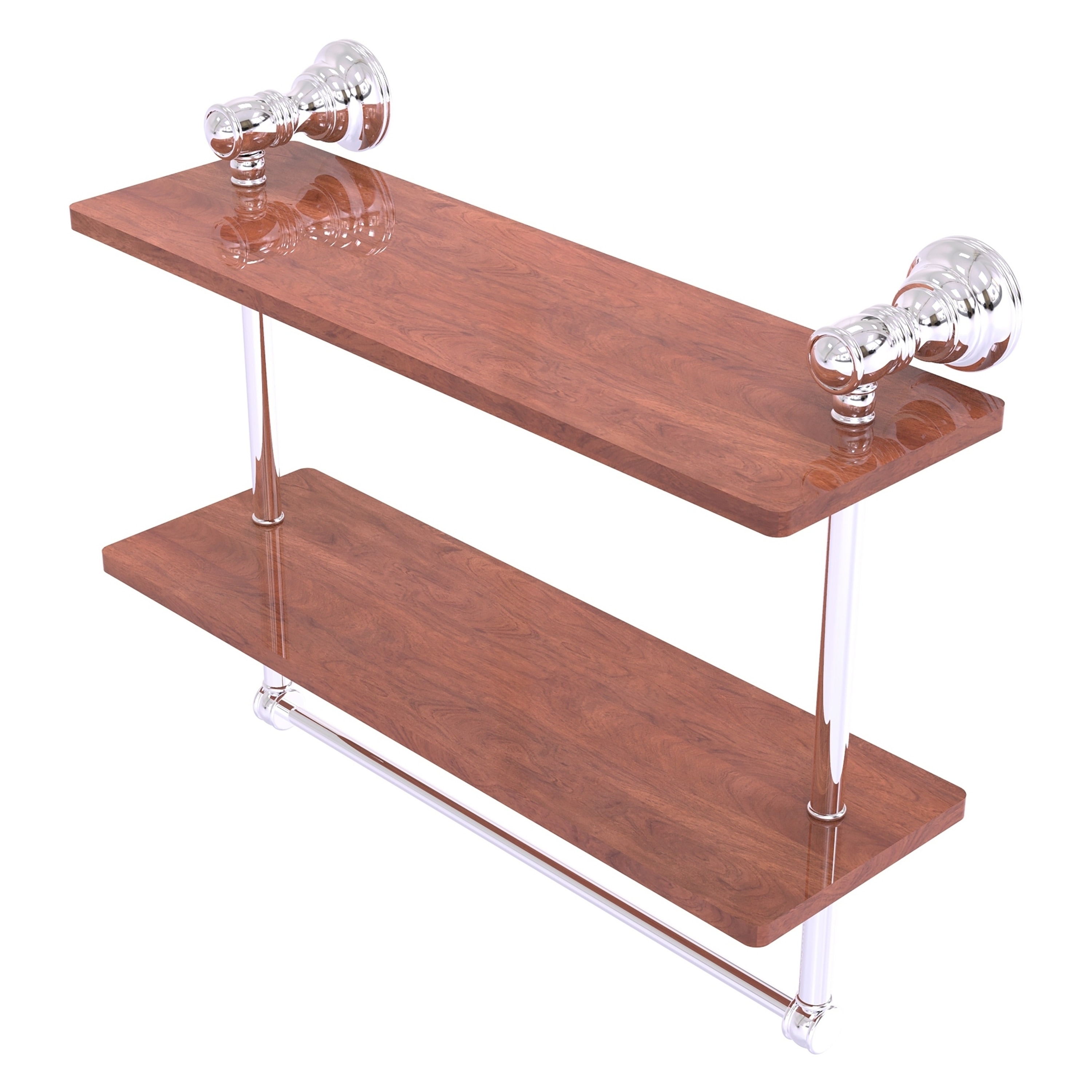 Allied Brass CL-2-16TB-IRW-PC Carolina Polished Chrome 2 -Tier Wall mount Bathroom Shelf ( 16-in x 9.5-in x 5-in )
