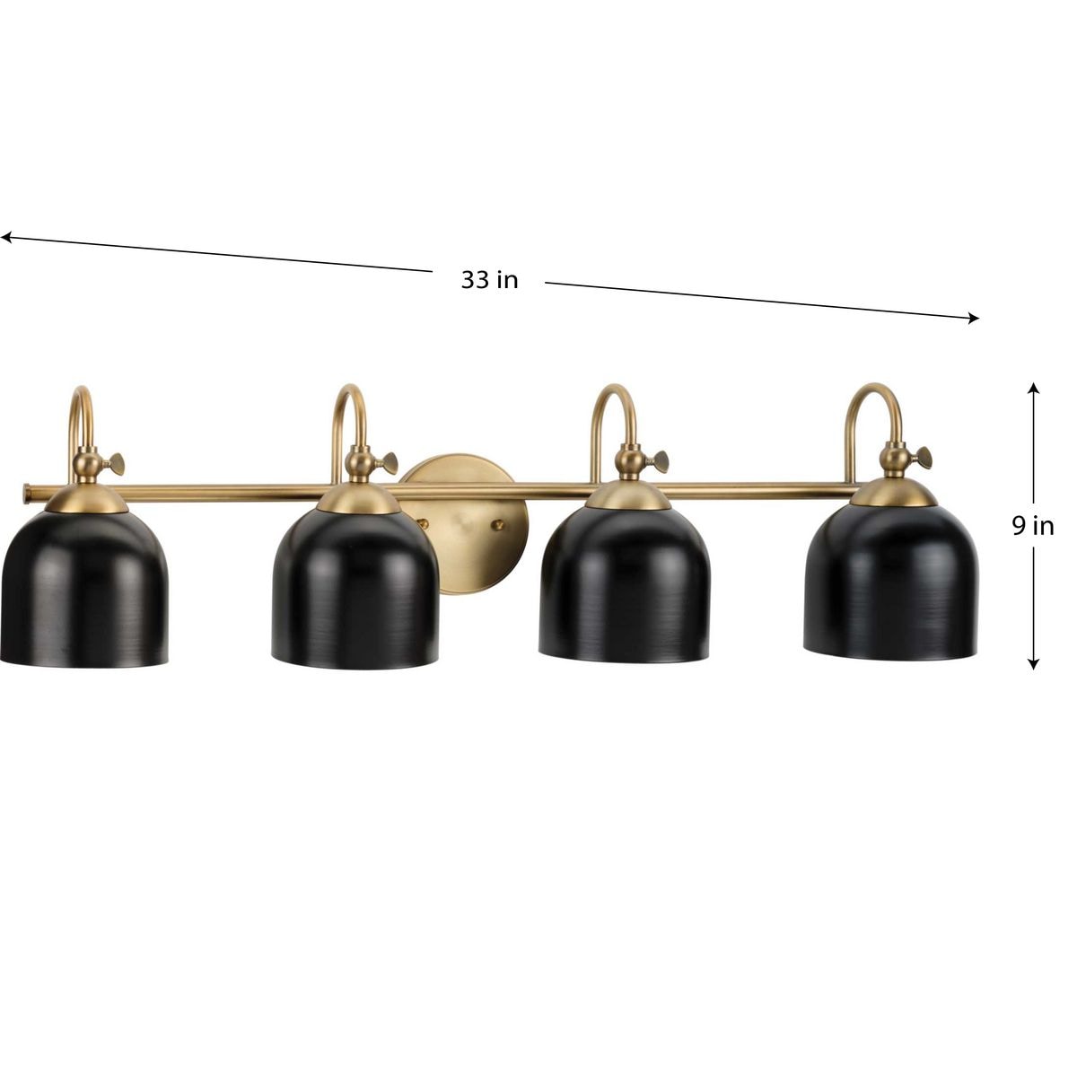 Dalton 33'' Black and Brass 4-Light Dimmable Vanity Fixture