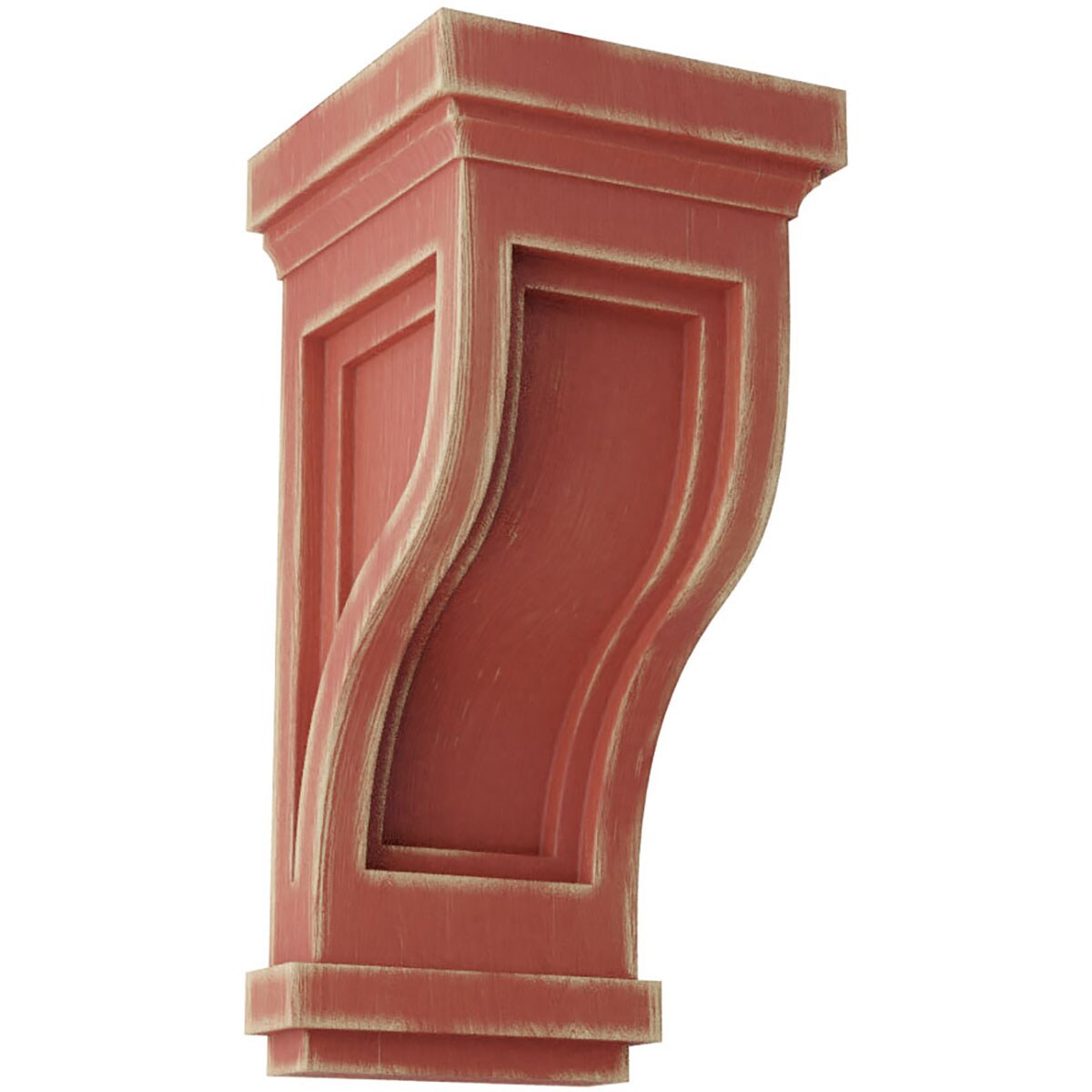 Ekena Millwork CORWD04X05X10TRRD 4.75-in x 5-in x 10-in Vintage Decor Finished Rubberwood Red Wood Paintable/Stainable Corbel