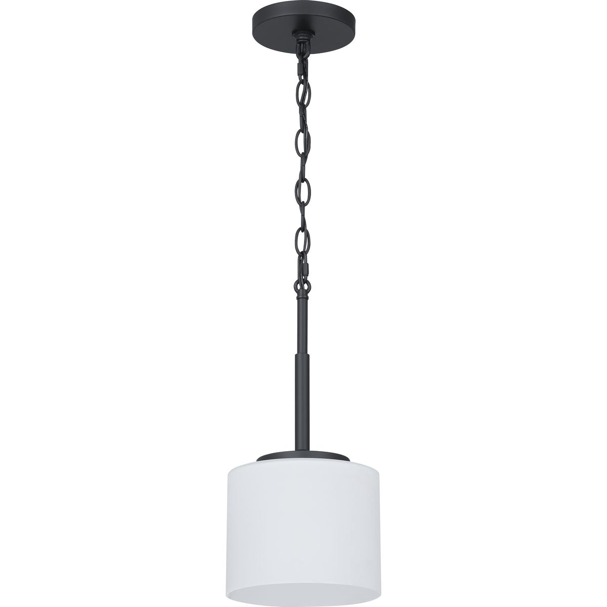 Progress Lighting P500424-31M Rexington 1 -Light Matte Black Modern/contemporary Etched glass Bell Small Hanging Pendant light