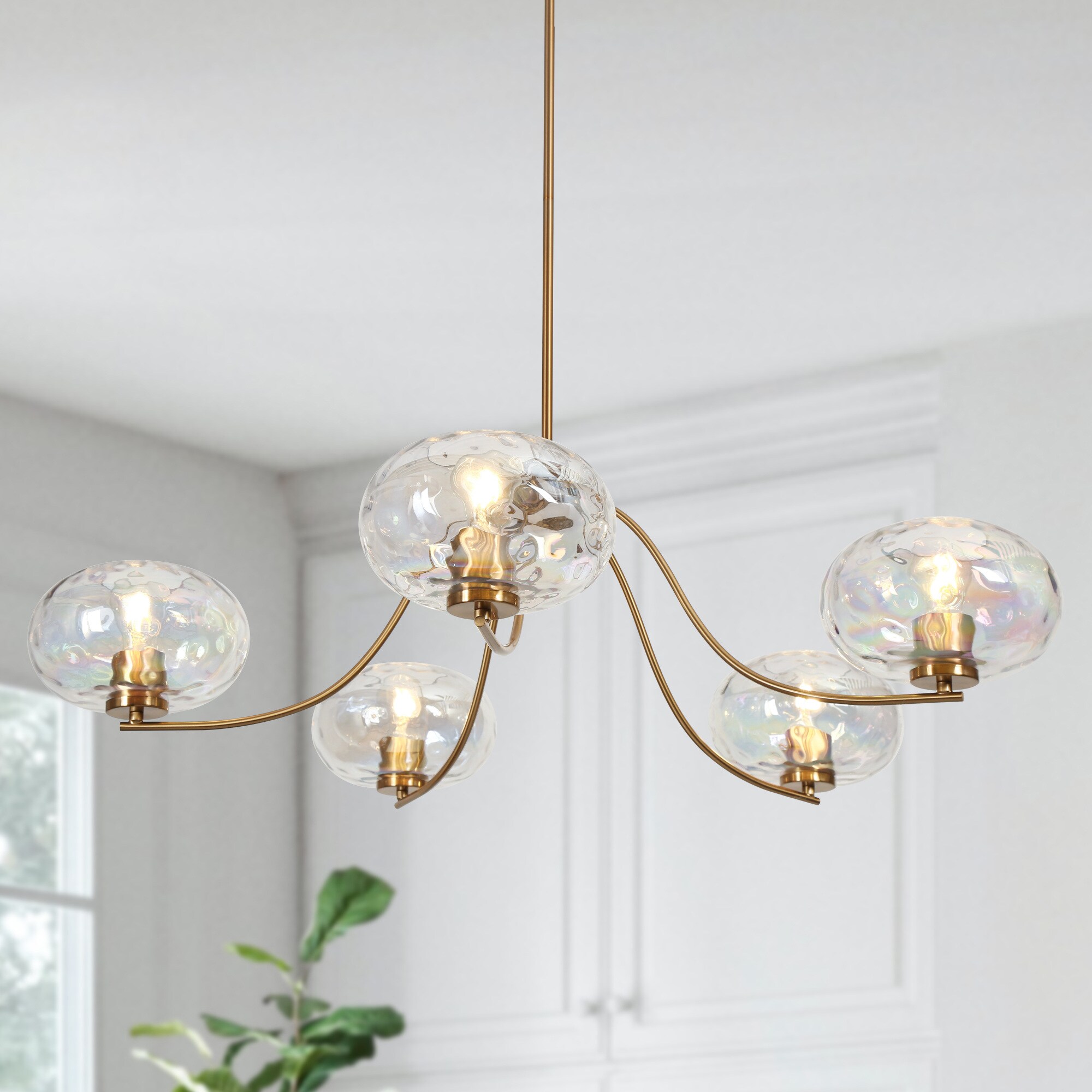 Uolfin RVYRVQ-LWS296C5-59 5 -Light Gloss Gold Modern/contemporary For Use in Bedrooms, Dining Rooms, Foyers, Kitchens, Living Rooms Chandelier