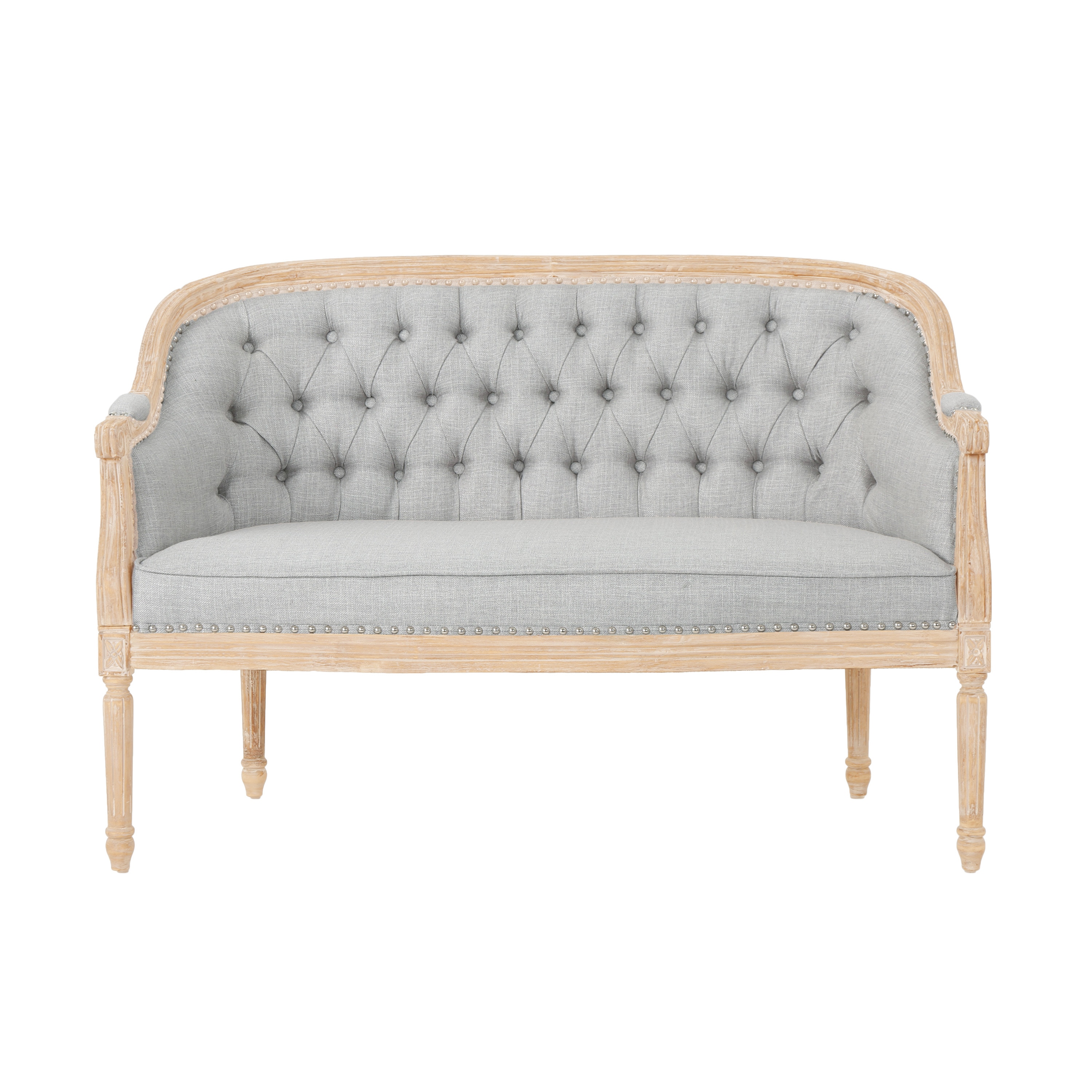 Best Selling Home Decor 303543 Faye 49.5-in Modern Light gray and antique 2 -seater Loveseat