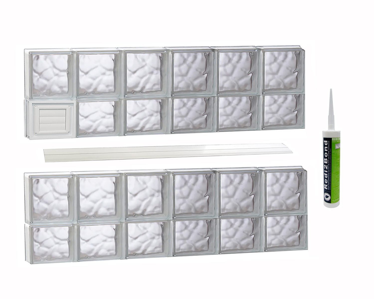 REDI2SET D4828DC Wavy Glass 46-1/2-in x 27-in Frameless Replacement Dryer vent Glass Block Window