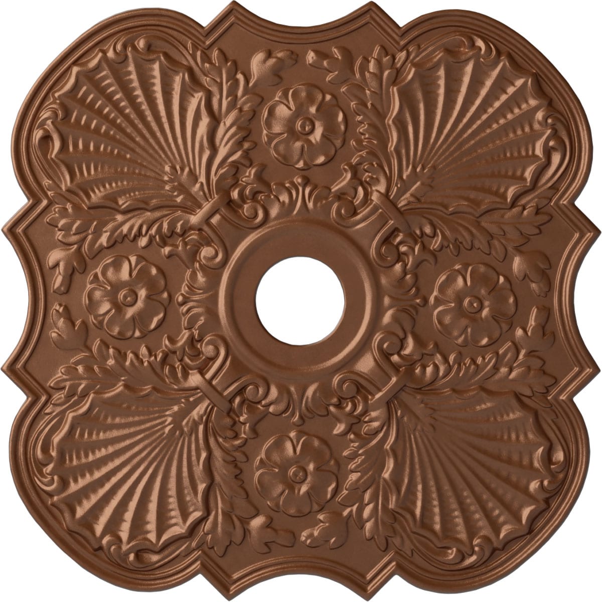 Ekena Millwork CM29FWPOS Flower 29-in W x 29-in L Painted Polished Copper Polyurethane Whole Ceiling Medallion