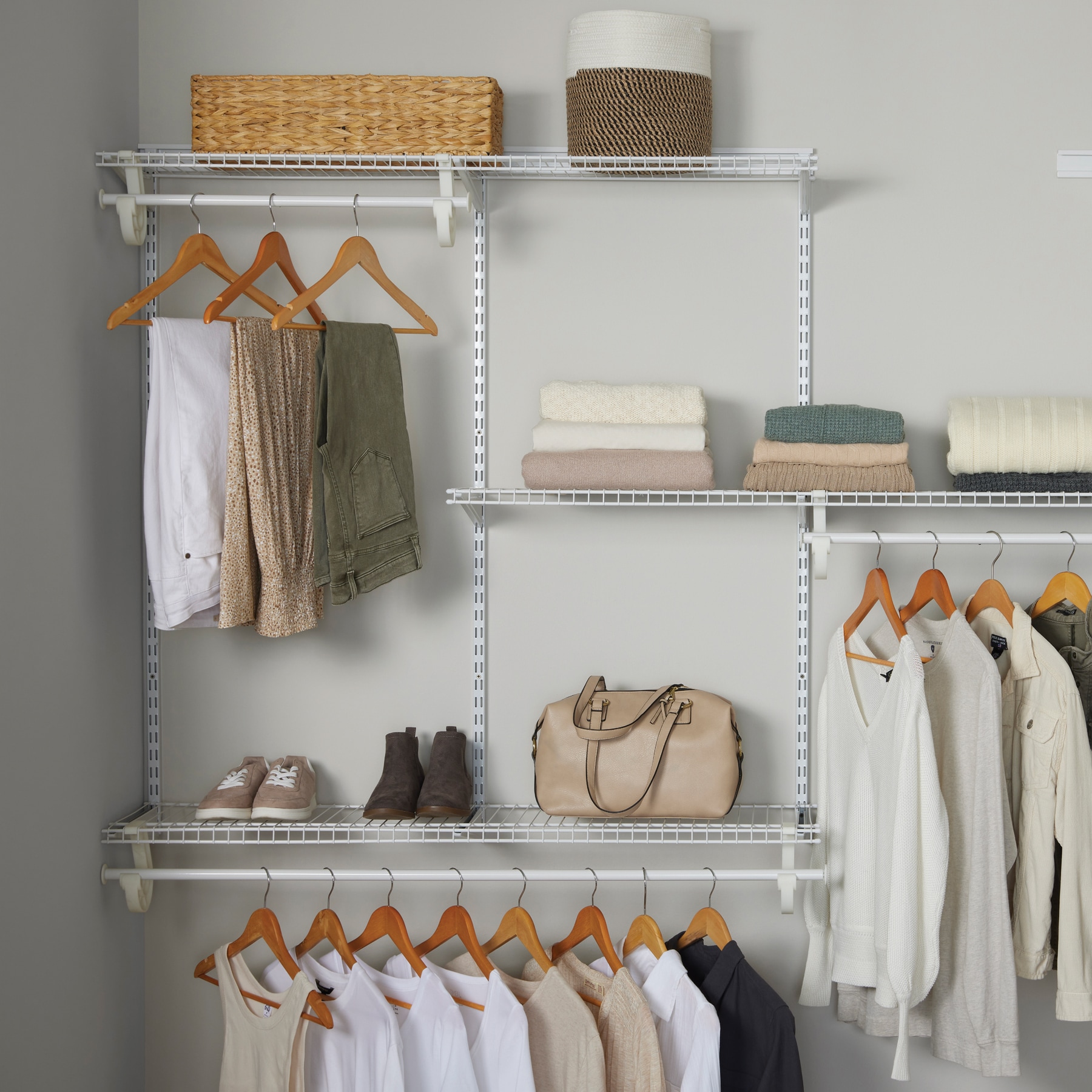  Closet Kit with Hanging Rods & Shelves - Corner Closet System - Closet  Shelves - Closet Organizers and Storage Shelves (White, 48 inches Wide) Closet  Shelving : Home & Kitchen