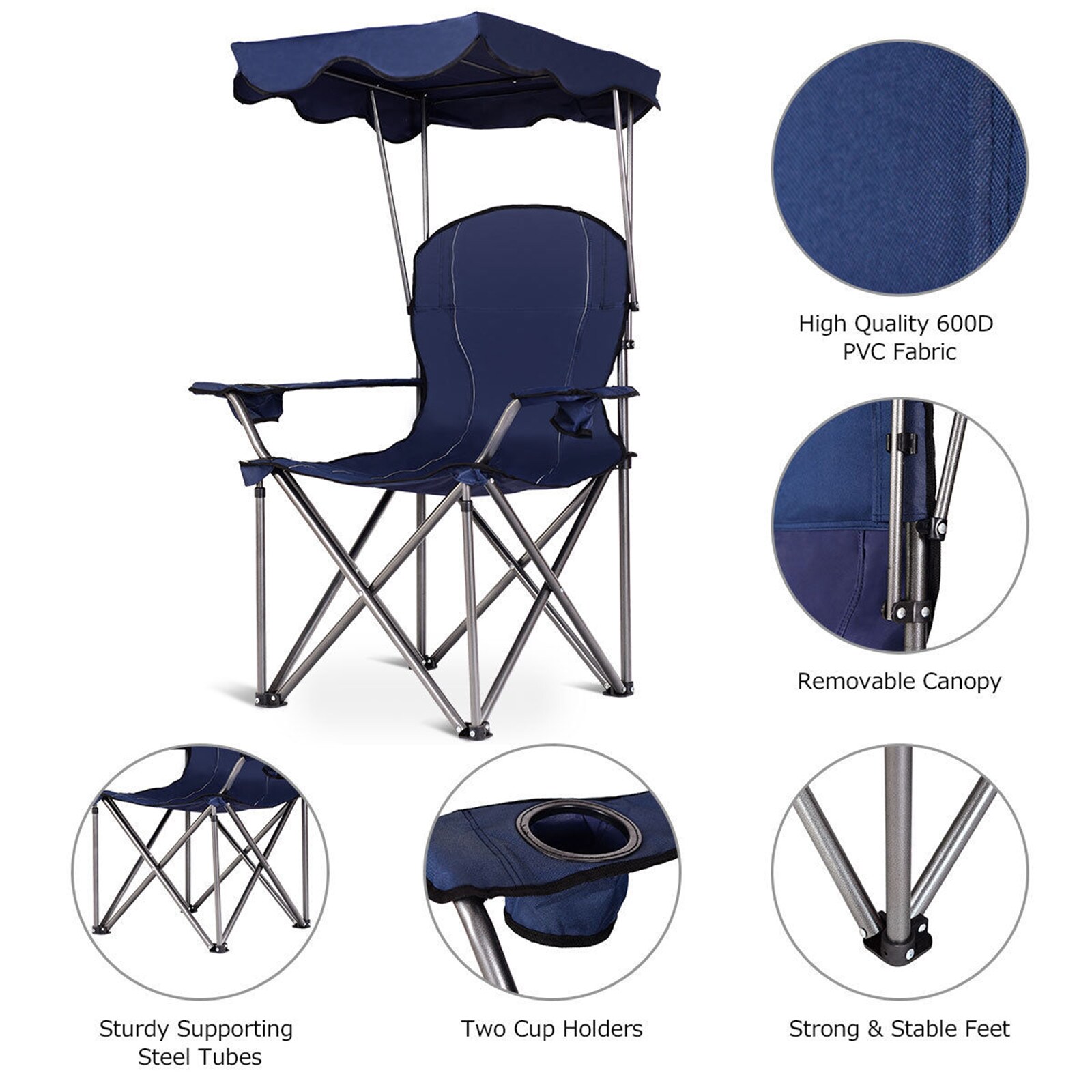 WELLFOR DOJ3640BL Beach-Camping-Chairs - View #2
