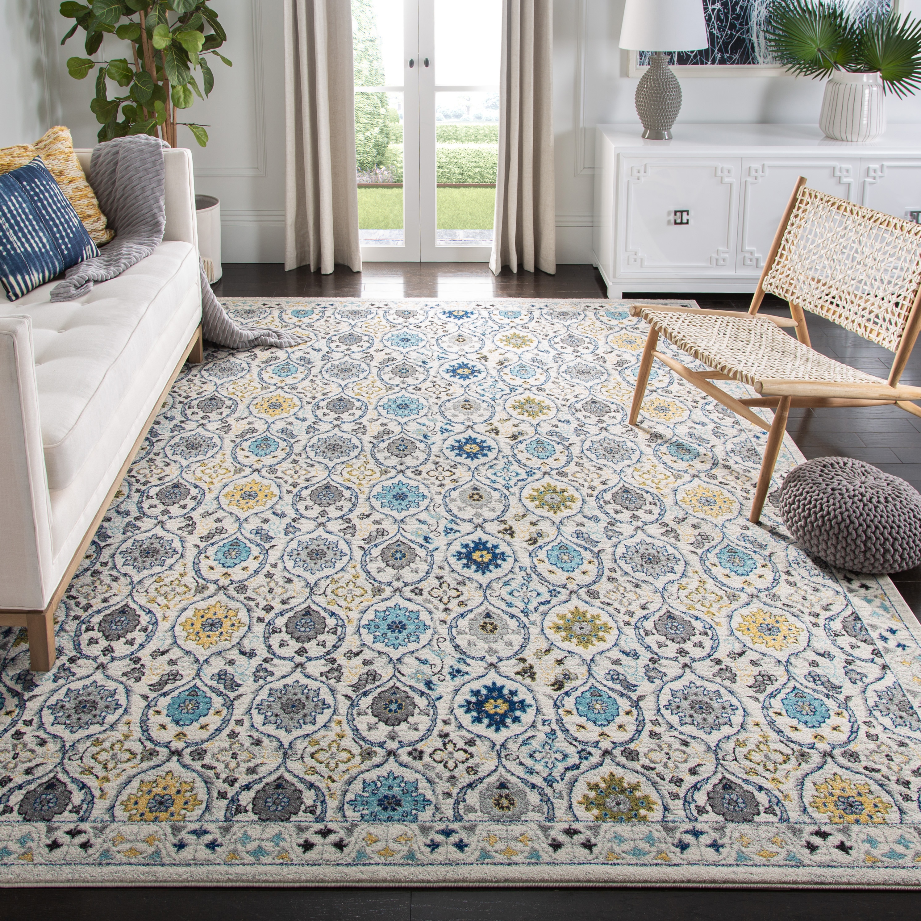 Safavieh - Evoke Baxter 6.6-ft x 9-ft Loomed Synthetic Ivory/Blue Rectangular Indoor Bohemian/Ecl...