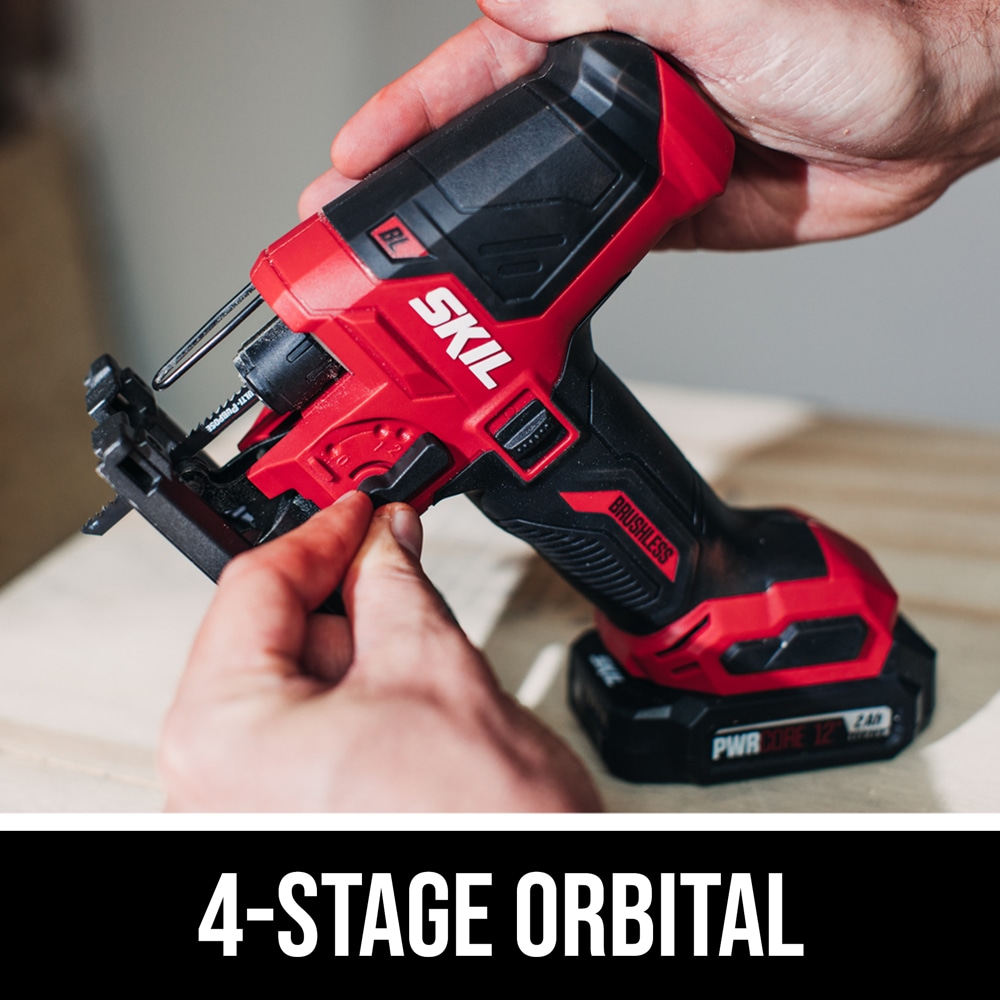 SKIL PWR CORE 12-volt Brushless Variable Speed Keyless Cordless Jigsaw Charger Included and Battery Included) in the Jigsaws department at 
