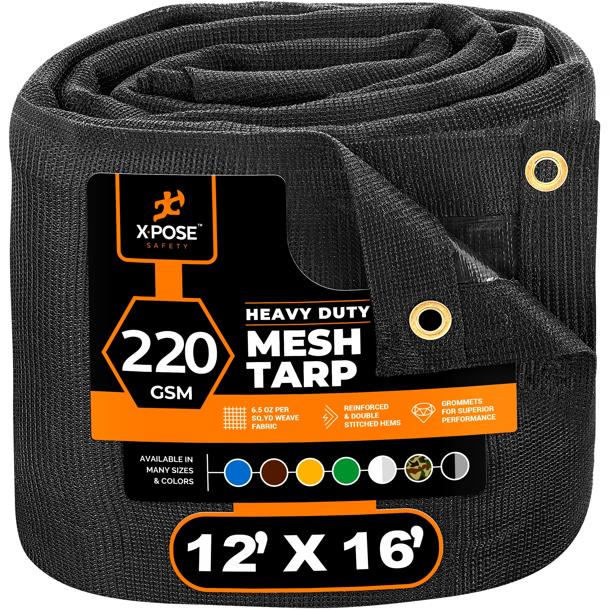 XPOSE SAFETY BMT-1216-X-S 12-ft x 16-ft Black Commercial Polyethylene mesh 14-mil Tarp