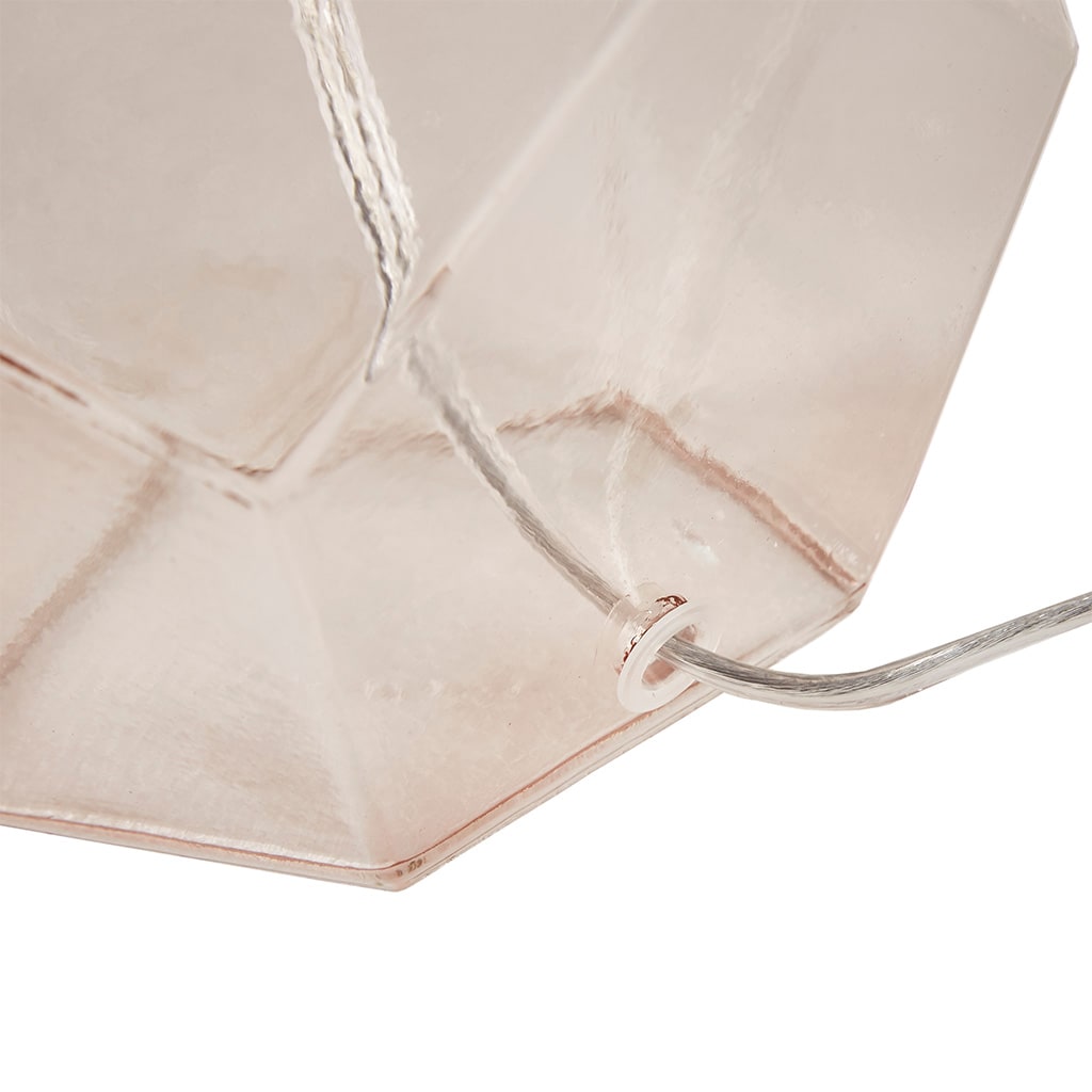 Pink Geometric Glass Table Lamp with White Drum Shade