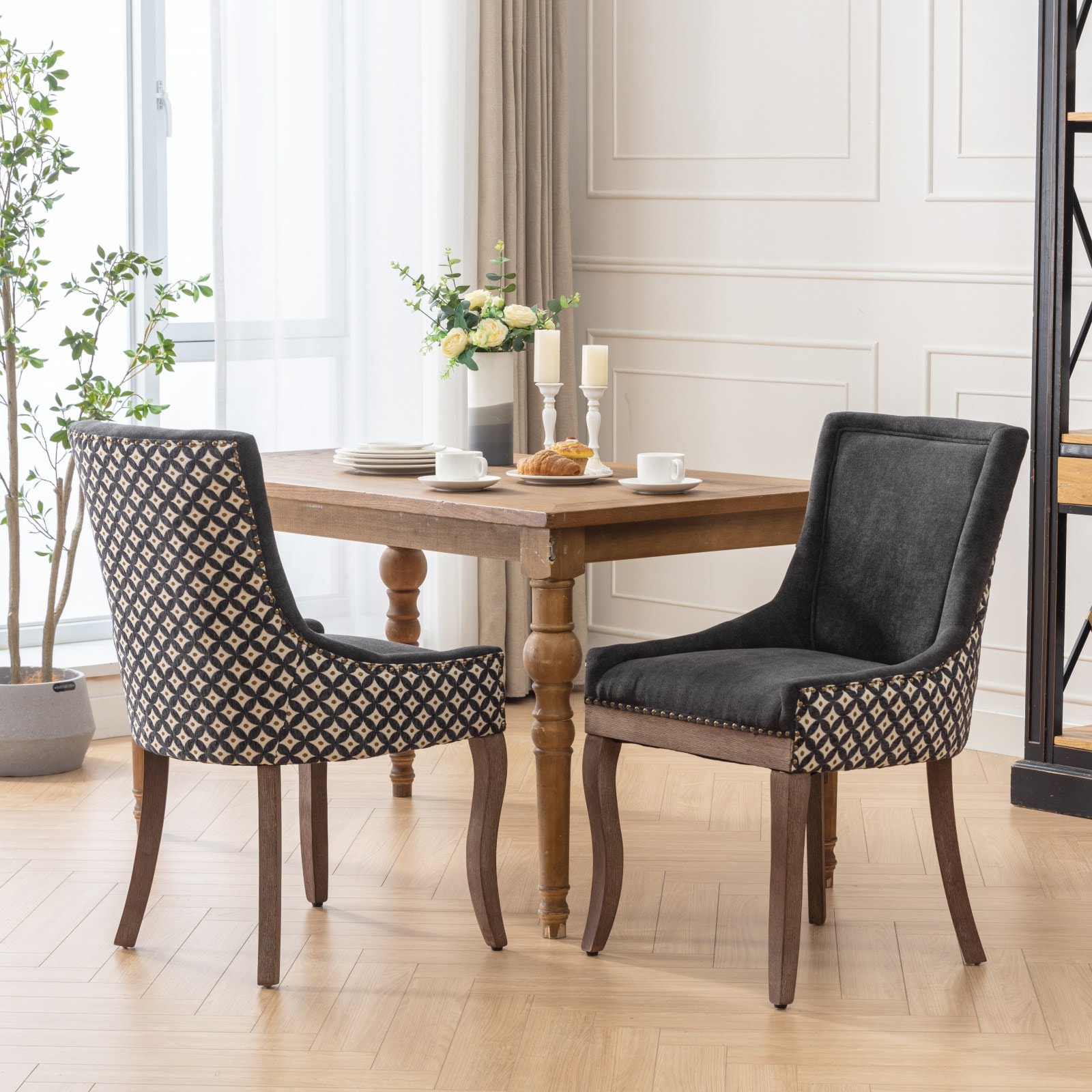 LOVMOR - AA Furniture Ultra Side Dining Chair Thickened fabric chairs with neutrally toned solid...