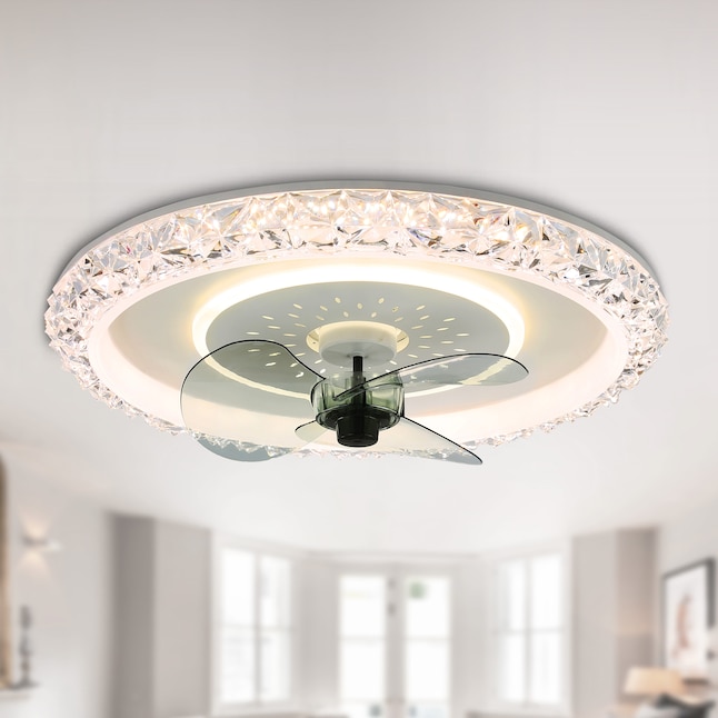 Oaks Decor Simonetta 20 In White Color Changing Integrated Led Indoor Flush Mount Ceiling Fan With Light And Remote 3 Blade The Fans Department At Lowes Com