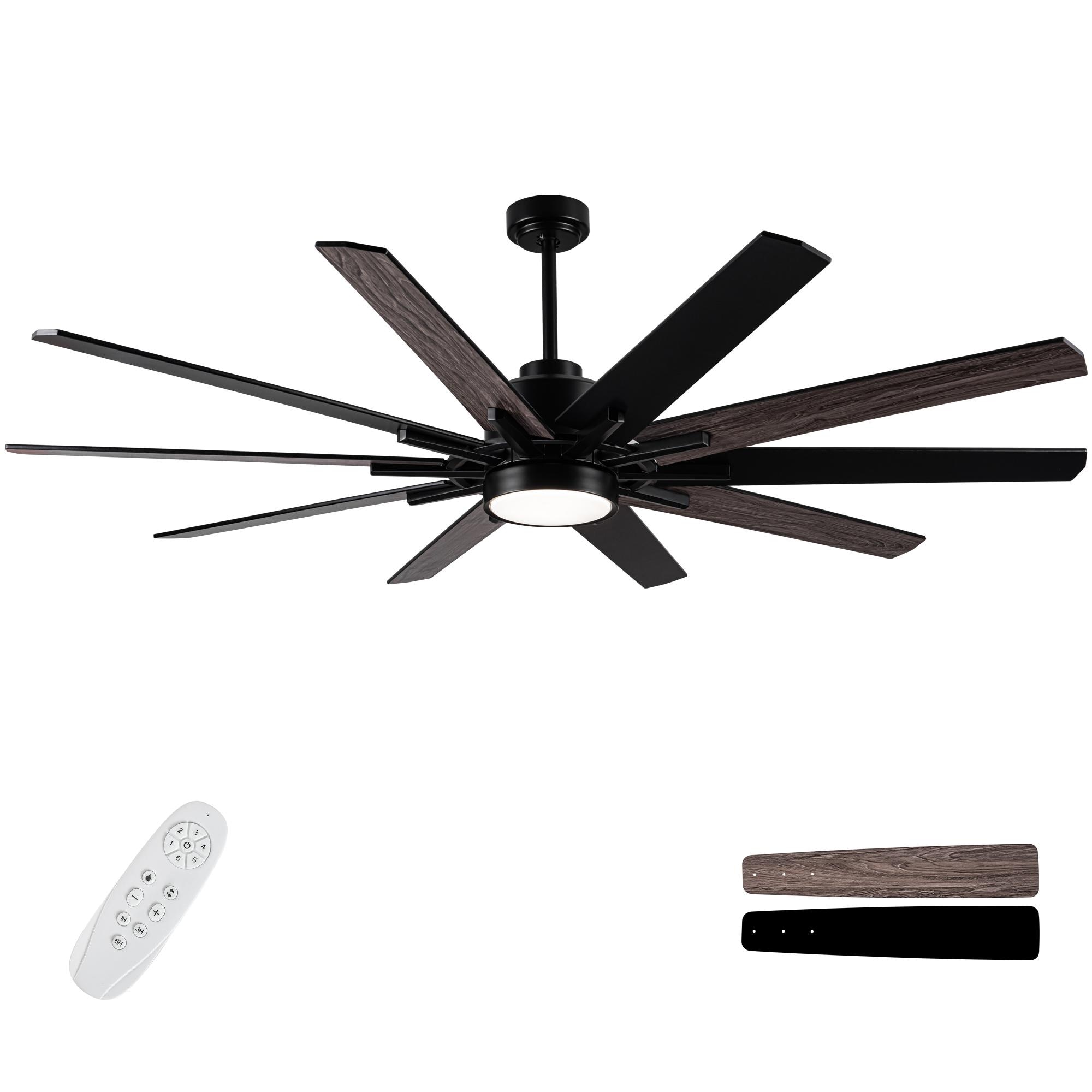 Bayfeve BFYH-35198-CF Adjustable Speed 72-in Color-Changing Integrated LED Outdoor Black with Black Plywood Blades Ceiling Fan With Light - Remote Included ( 10 -Blade )