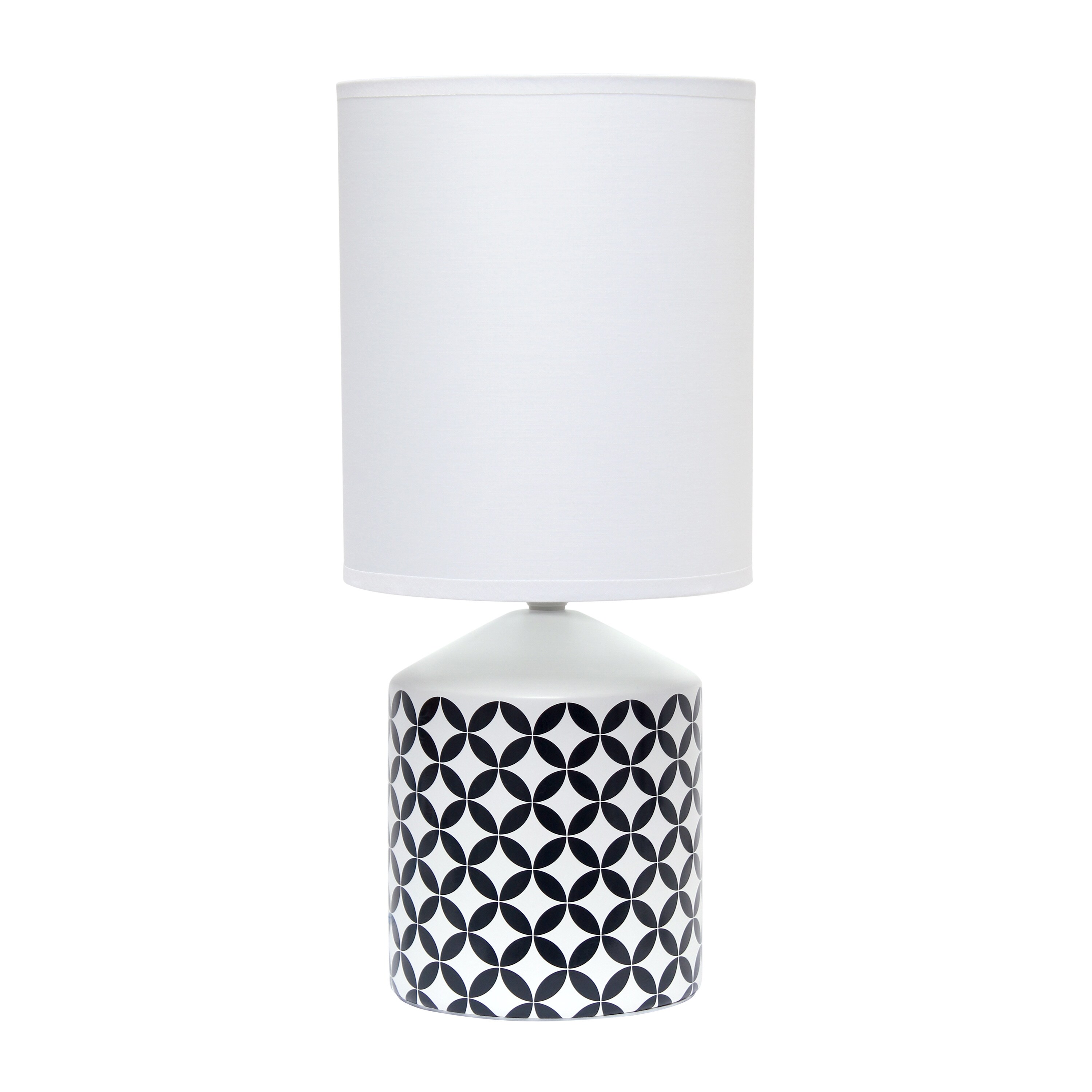 Simple Designs LT2077-COI 18.5-in Black Coins Table Lamp with Fabric Shade