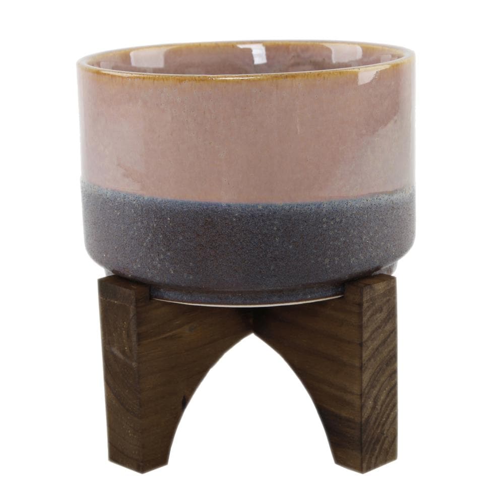 Flora Bunda CT549E-PK 7.5-in W Small Pink Ceramic Indoor/Outdoor Planter Stand Included