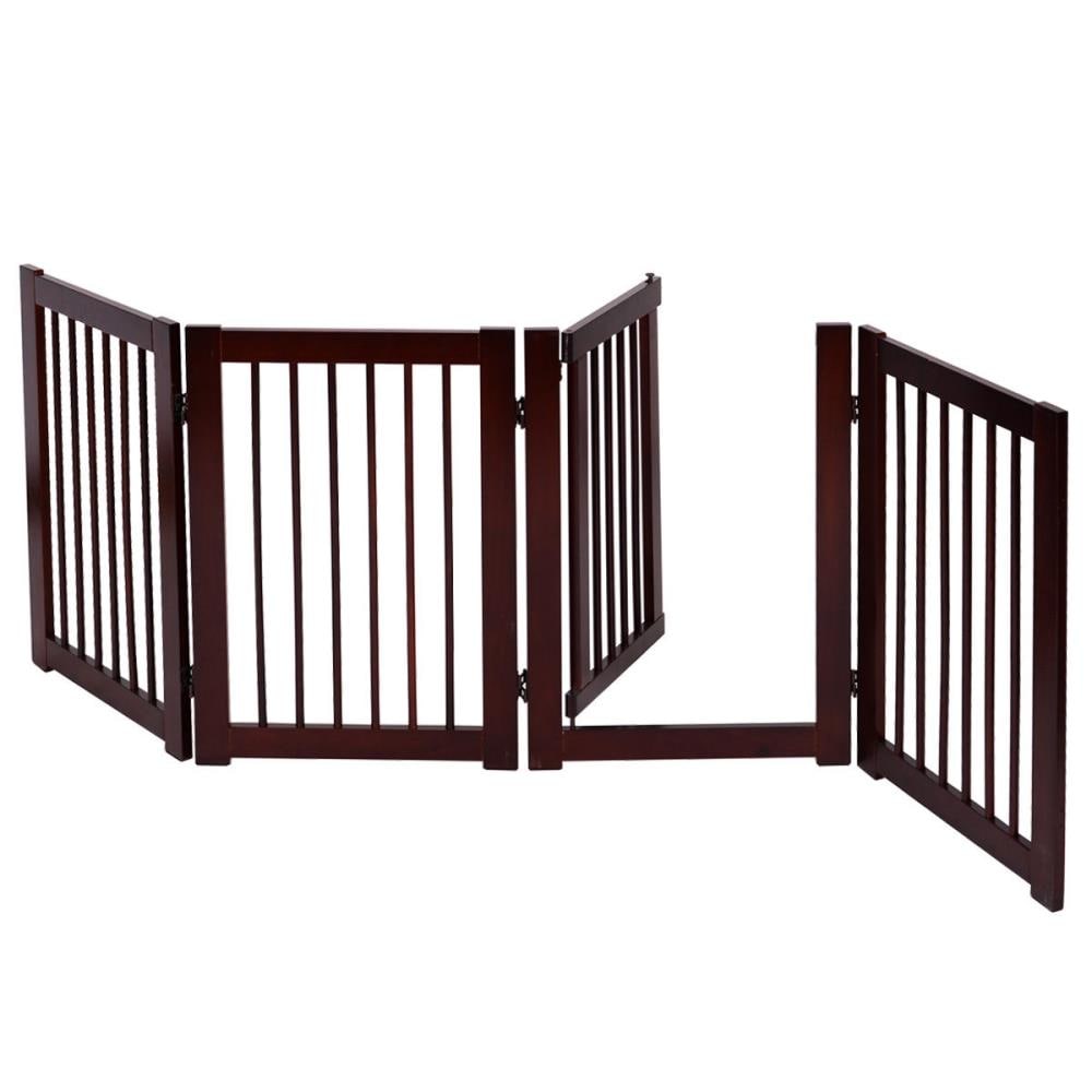 LIVIZA 30-in H Freestanding Expandable Brown Wood Pet Gate in the Pet ...