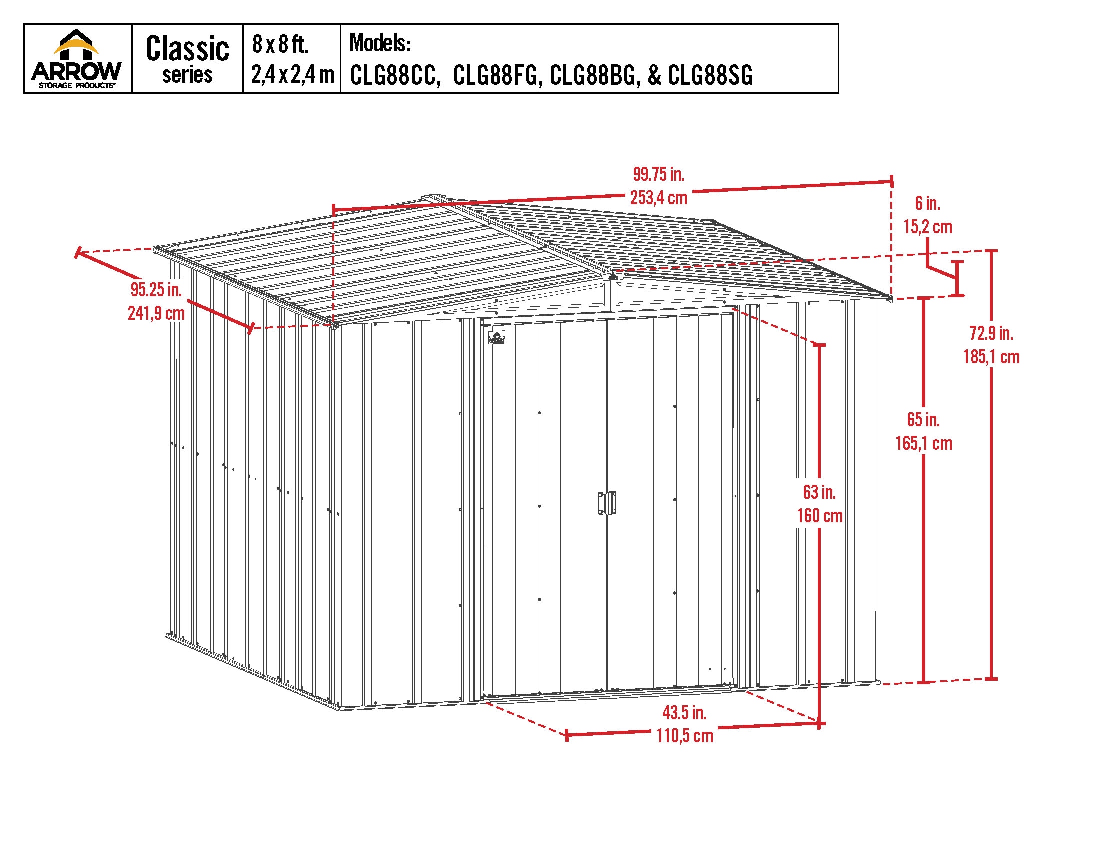 Arrow CLG88CC Metal-Storage-Buildings-Sheds - View #2