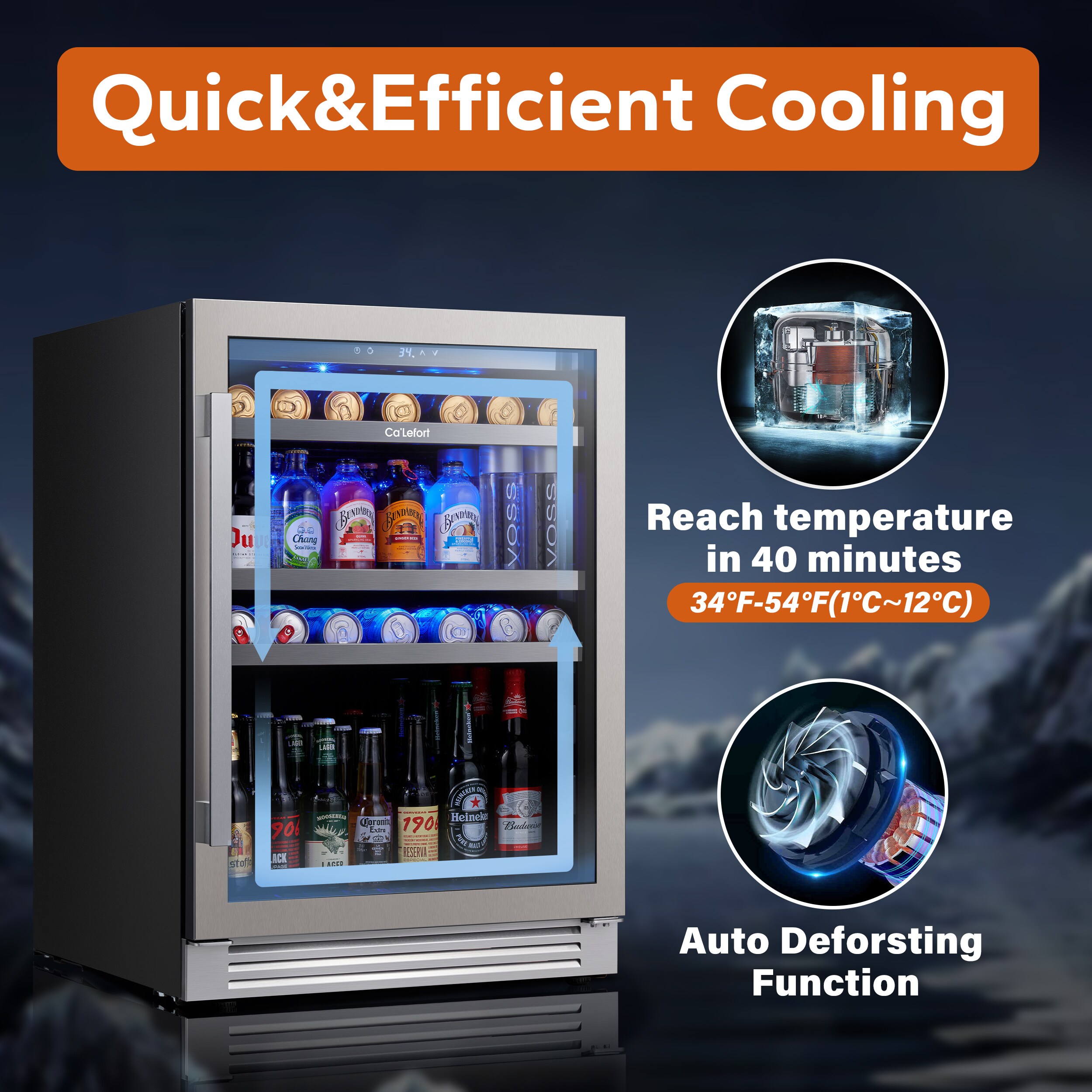 Ca'Lefort 24-in W 220-Can Capacity Commercial/ Stainless Steel  Built-In/Freestanding Beverage Refrigerator with Glass Door in the Beverage  Refrigerators department at