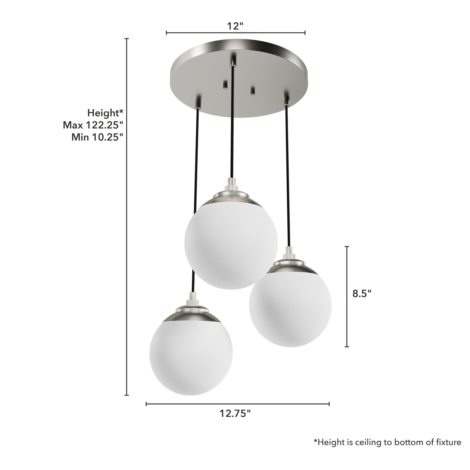 Hunter Hepburn 3-Light Brushed Nickel Mid-century Globe LED Mini ...