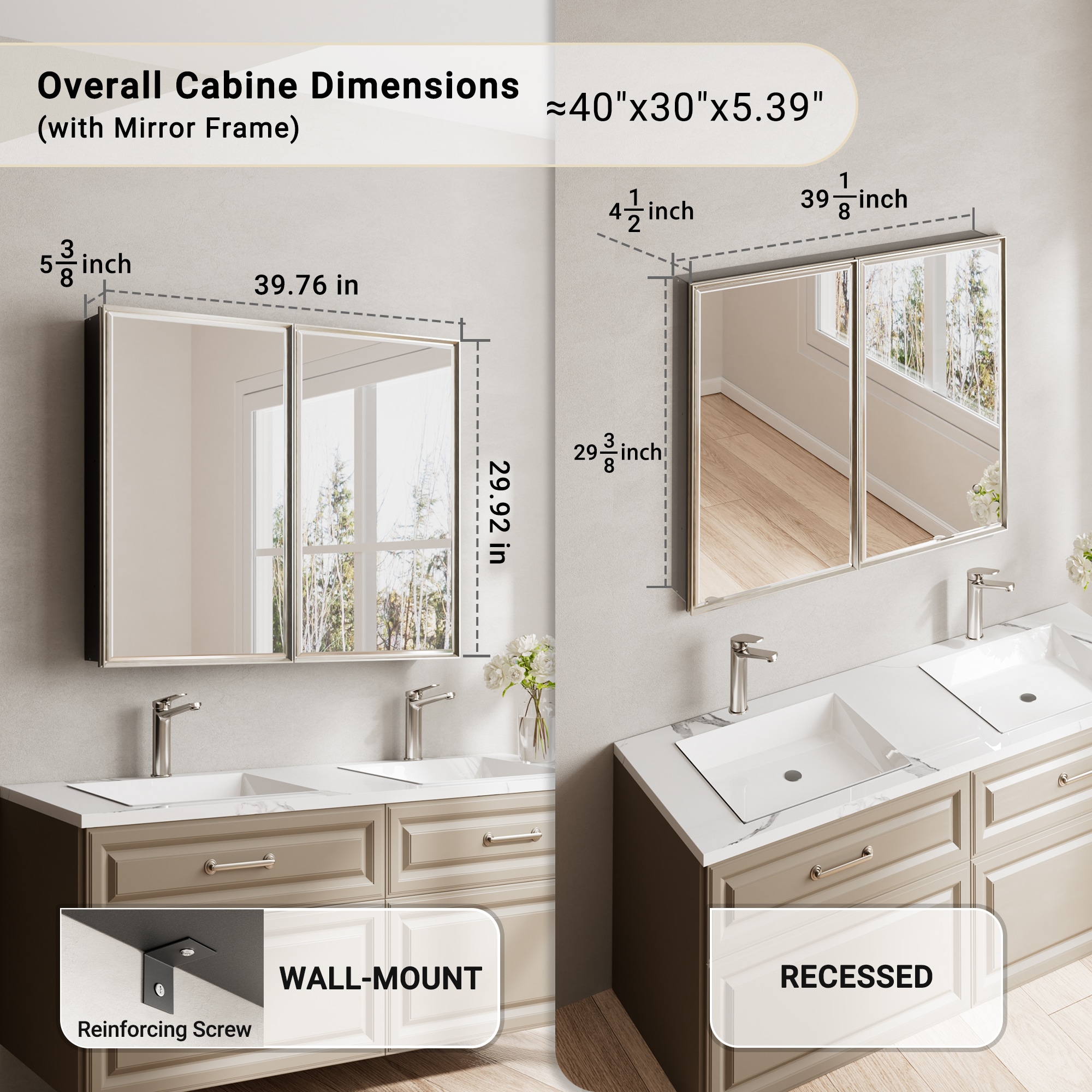 QueenFun MCBB4030BN Bathroom-Medicine-Cabinets - View #2