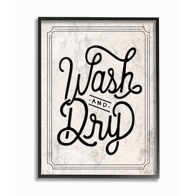Multi-Color Stupell Industries White Wash and Dry Cursive Elegant Typography Black Framed Wall Art 16 x 20 