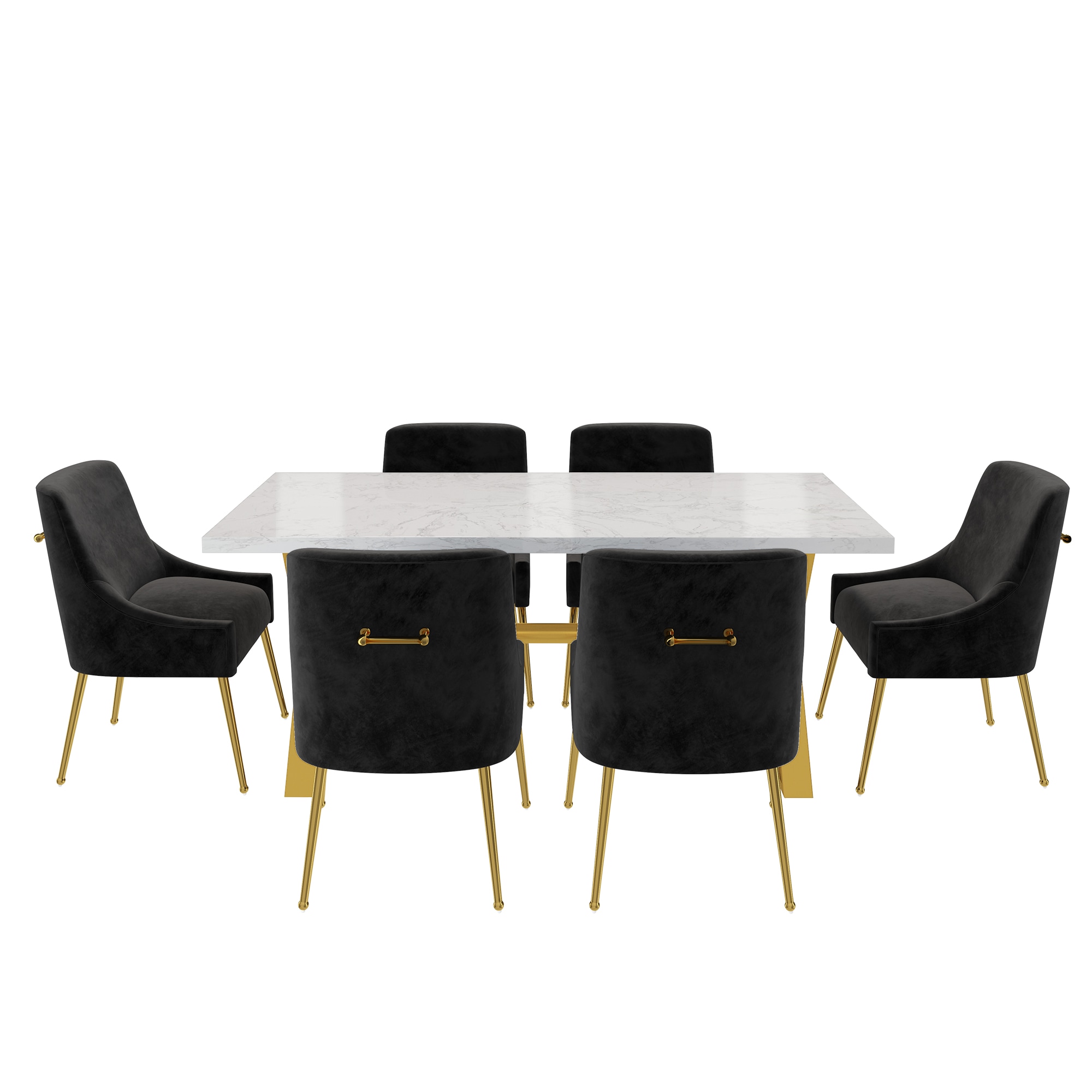 Clihome CL-DLS700BLACK Black Chair/White Table Contemporary/Modern Dining Room Set with Rectangular Table ( Seats 6 )