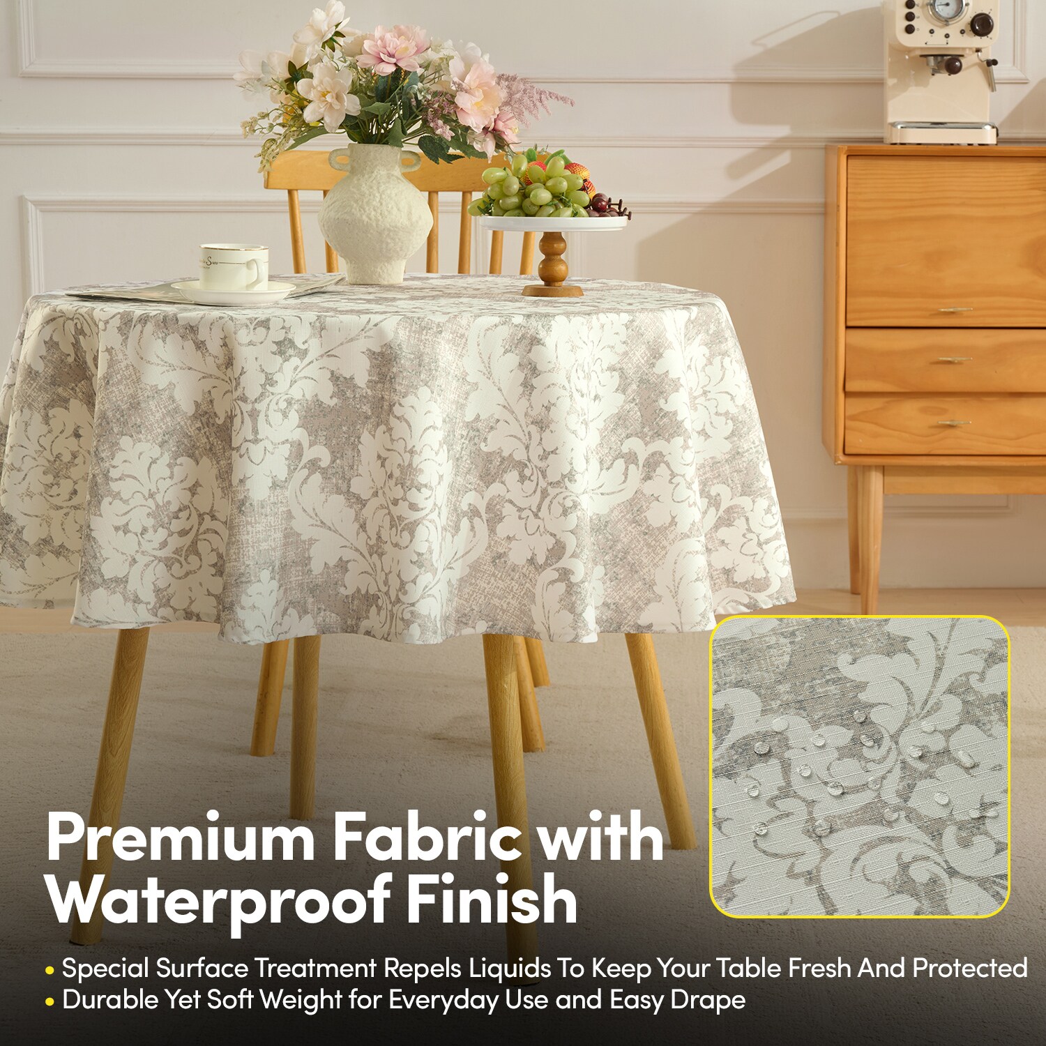 Sweet Home Collection LOW-TC-DAM-60R Table-Covers - View #3