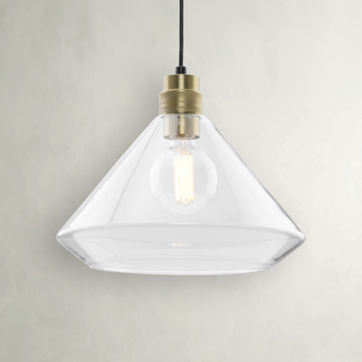 Progress Lighting A500009-31M Avec 1 -Light Matte Black Farmhouse Clear glass Dome Medium Hanging Pendant light