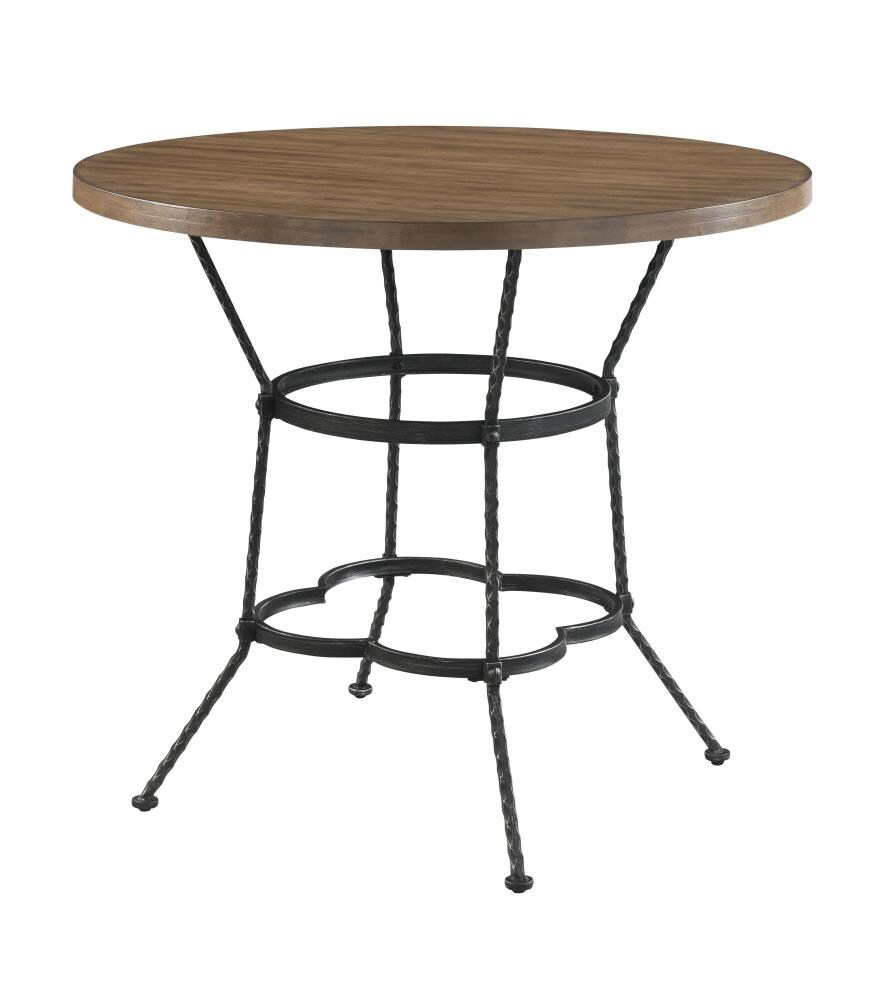 ACME FURNITURE 71890 Qamar Walnut and Antique Black Traditional Dining Room Set with Round Table (Seats 4)