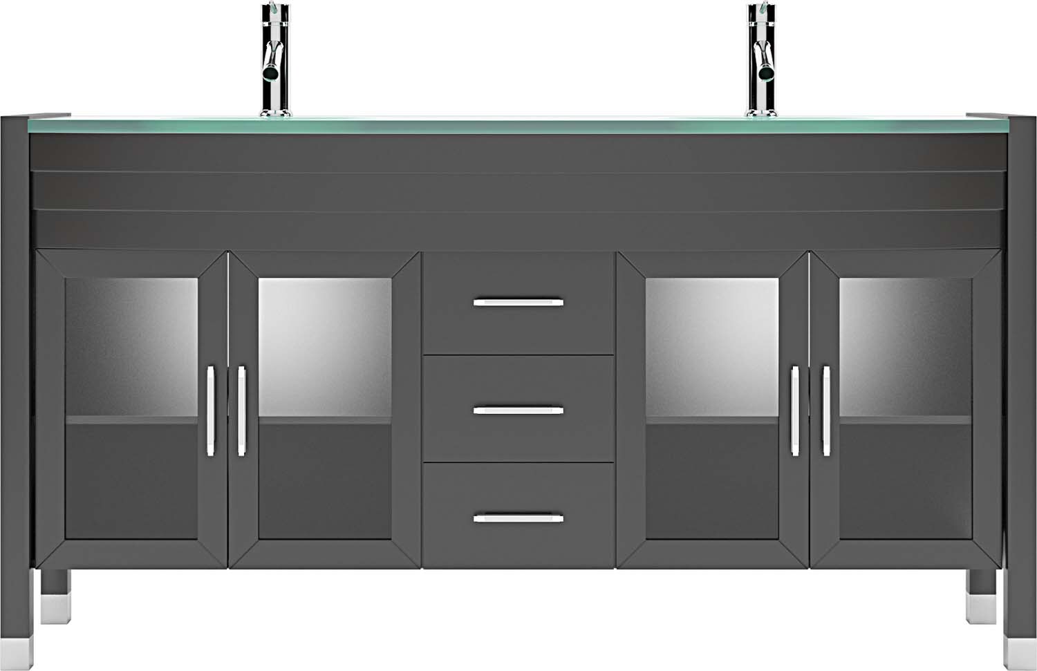 Virtu USA MD-499-G-ES-NM Ava 63-in Espresso Double Sink Bathroom Vanity with Aqua Tempered Glass Top