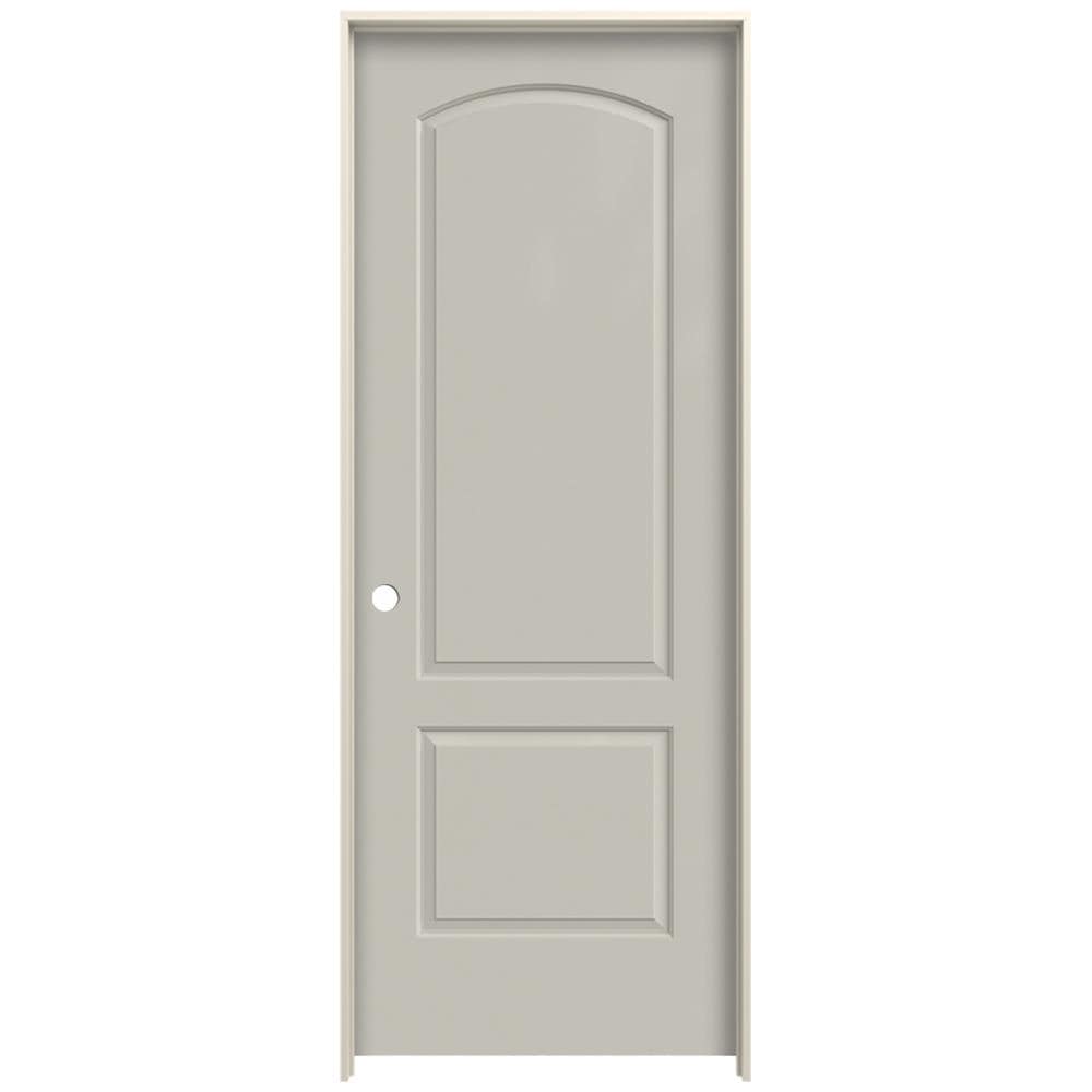 JELD-WEN 28-in x 80-in Ash Solid Core 2-panel Round Top Right Hand Smooth Prefinished Molded Composite Flat Jamb Single Prehung Interior Door in Brown -  LOWOLJW225600063