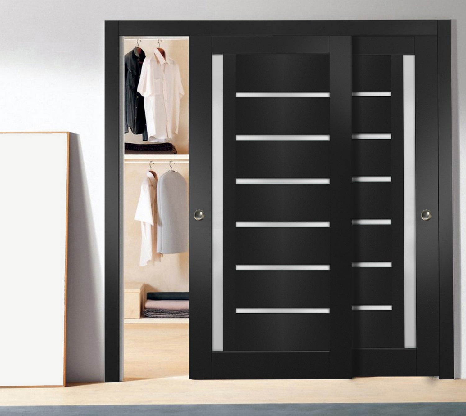 SARTODOORS Sliding Closet Bypass Doors 72 x 80 inches Quadro 4088 Matte ...
