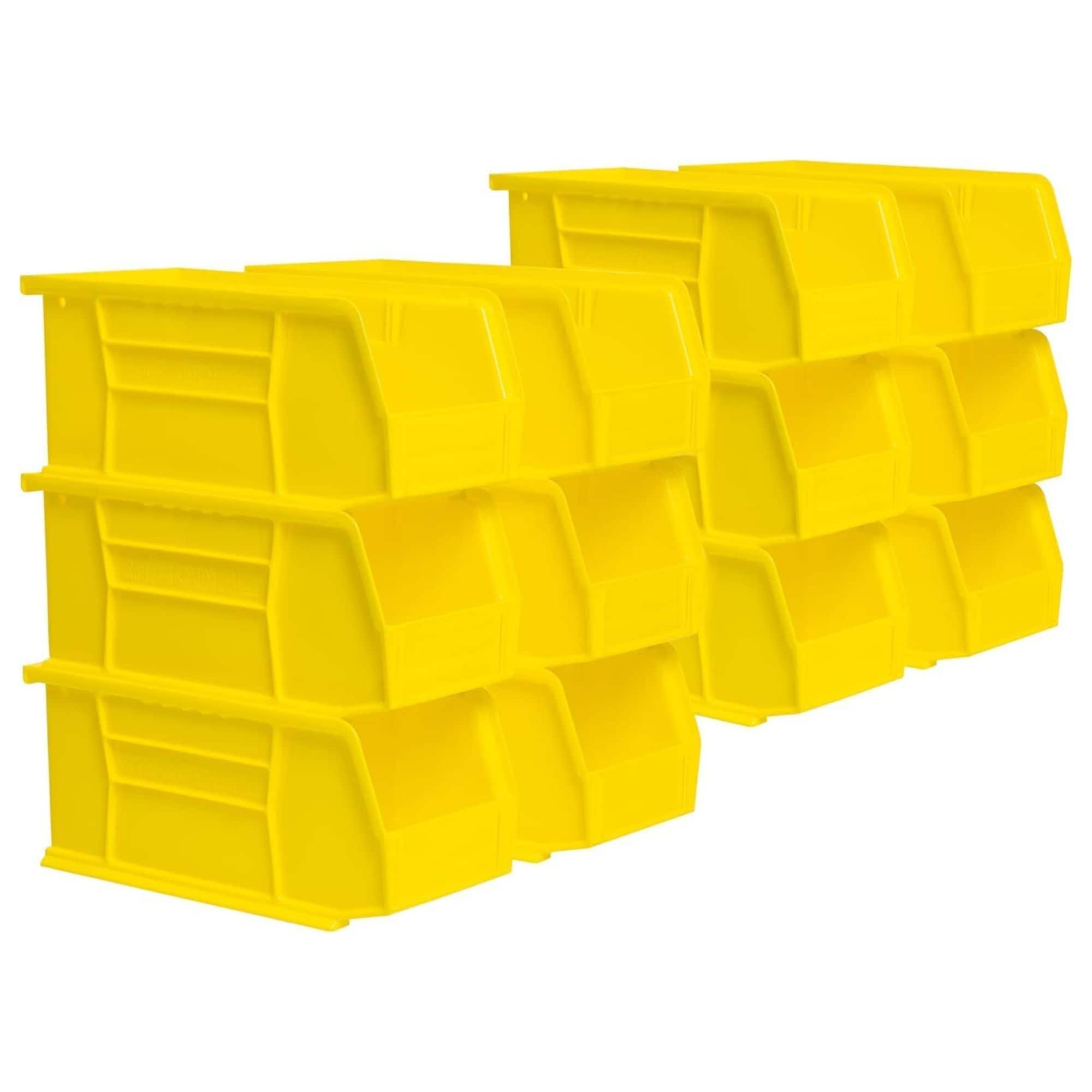 Akro-Mils 12 Pack AkroBins Plastic Storage Bins Space-Saving Organizers Yellow #30230YELLO