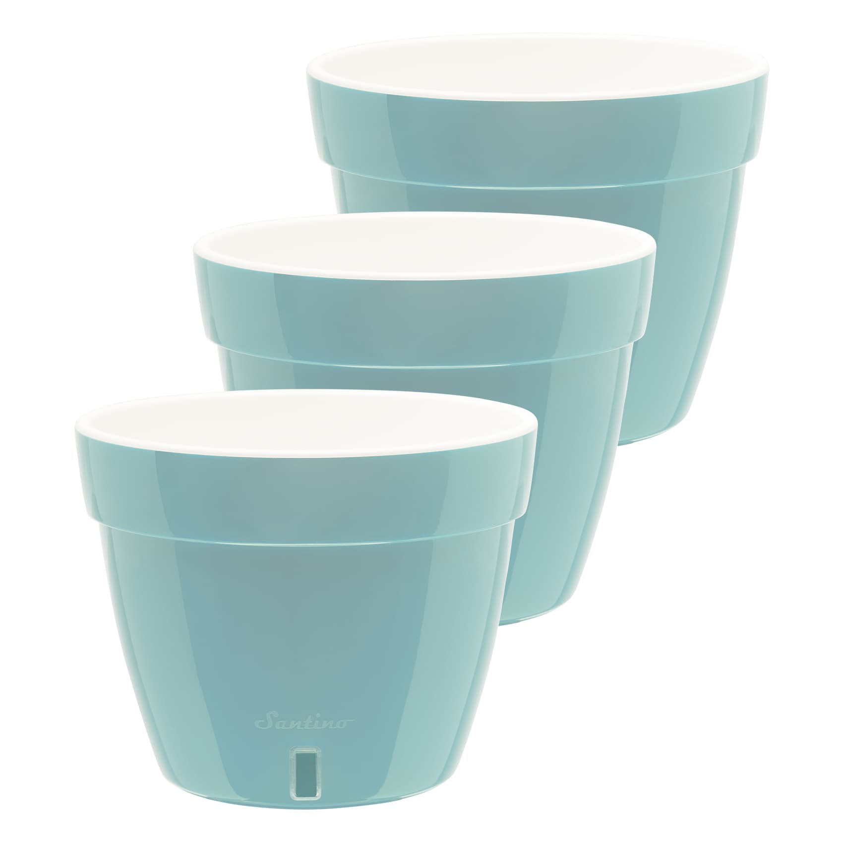 Decopots AST793PCKMENTHOL 3 -Pack Round 6.3-Inches W Small Green Plastic Indoor/Outdoor Planter with Self Watering