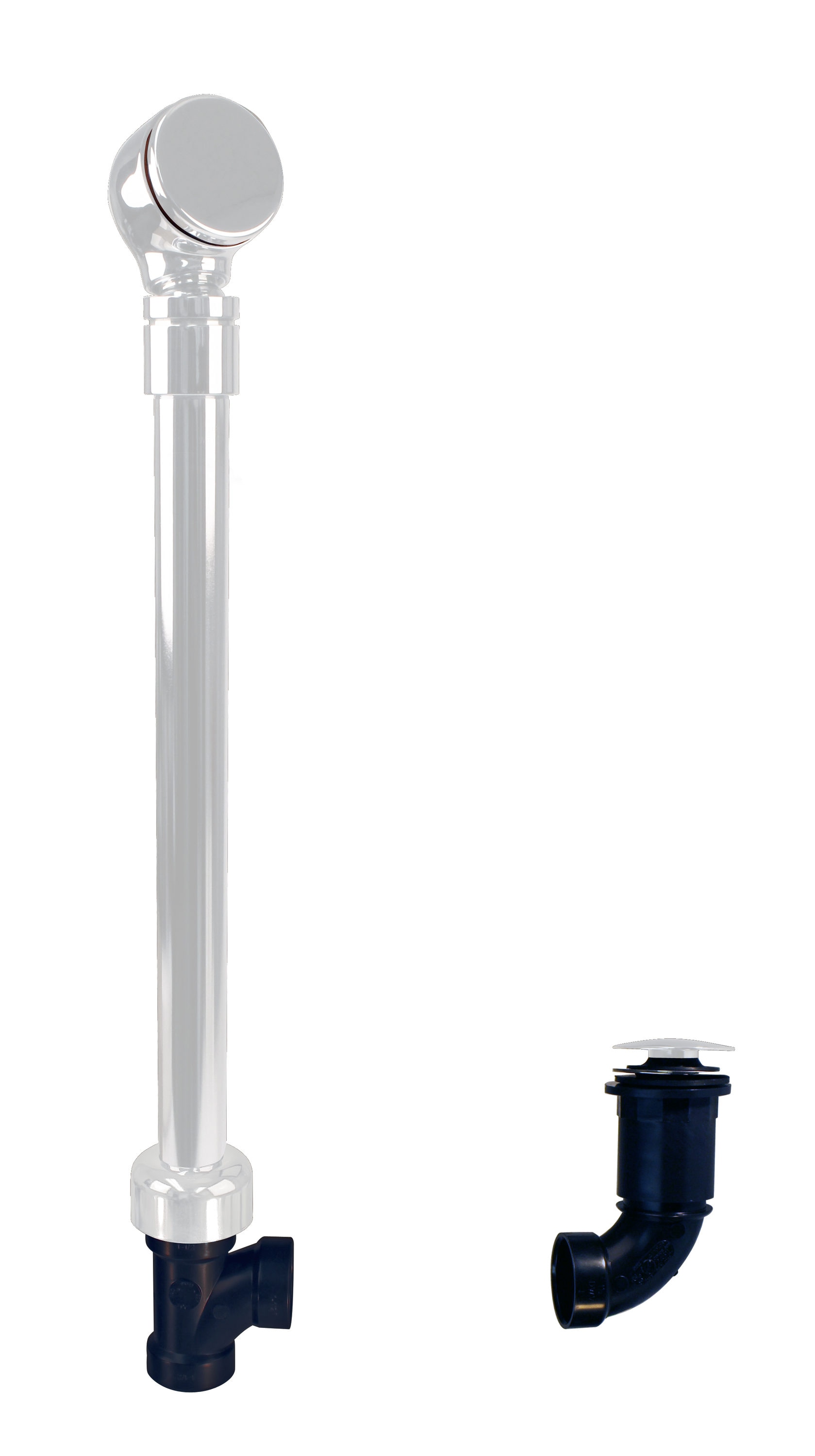 WESTBRASS 493144HRHBJ-50 Semi-exposed Tip-toe Bath Drain with Overflow Ball Joint In Powder Coat White