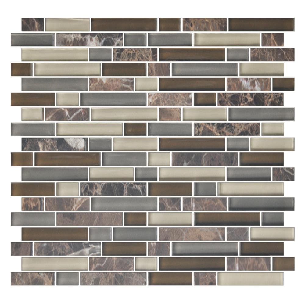 American Olean C13958RANDMS1P Color Appeal Tortoise Shell 12-in x 12-in Unglazed Glass Patterned Mosaic Wall Tile ( 1-sq ft Piece )
