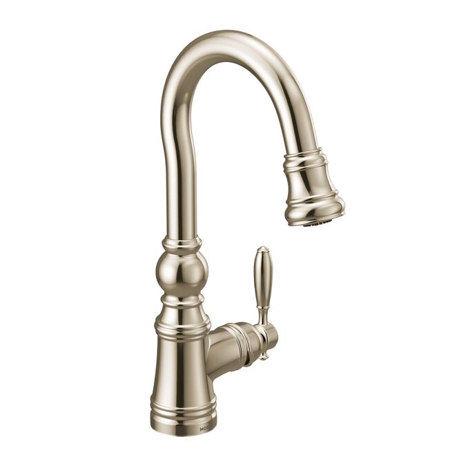 Moen Weymouth Polished Nickel 1 Handle Deck Mount Bar And Prep Handle Kitchen Faucet In The Kitchen Faucets Department At Lowes Com